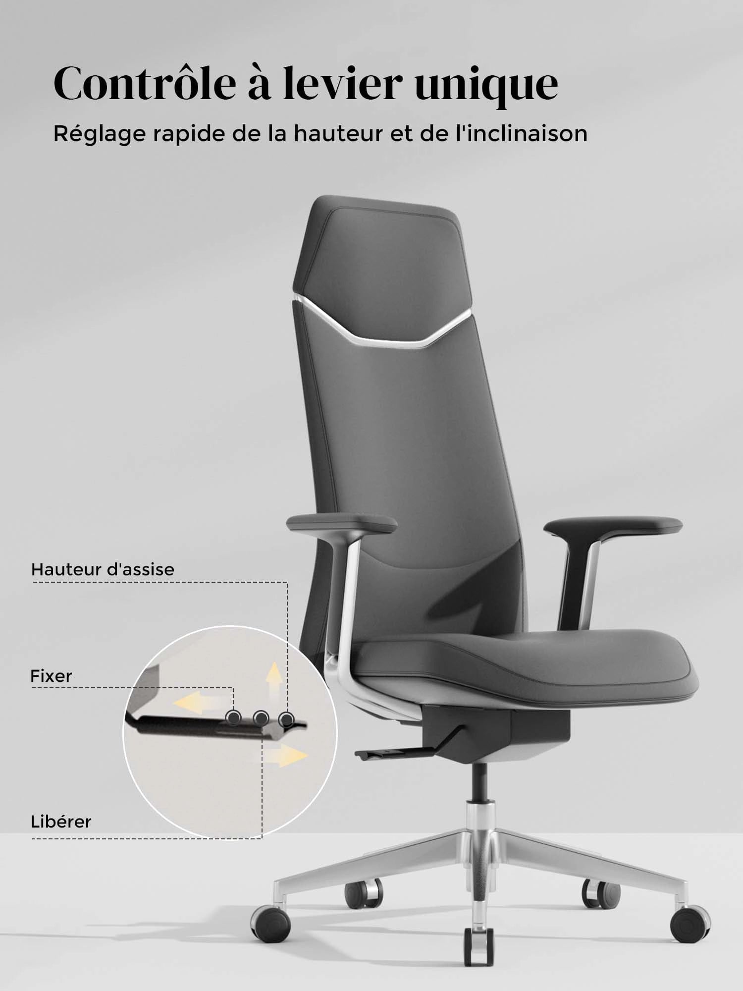 Neris Chaise de Bureau en Cuir avec Meilleur Rapport Qualité-Prix