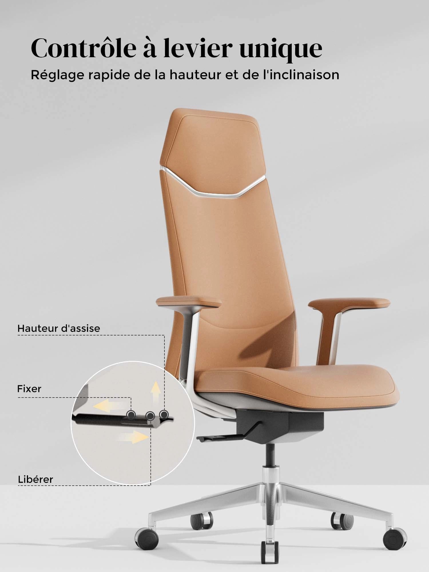 Neris Chaise de Bureau en Cuir avec Meilleur Rapport Qualité-Prix
