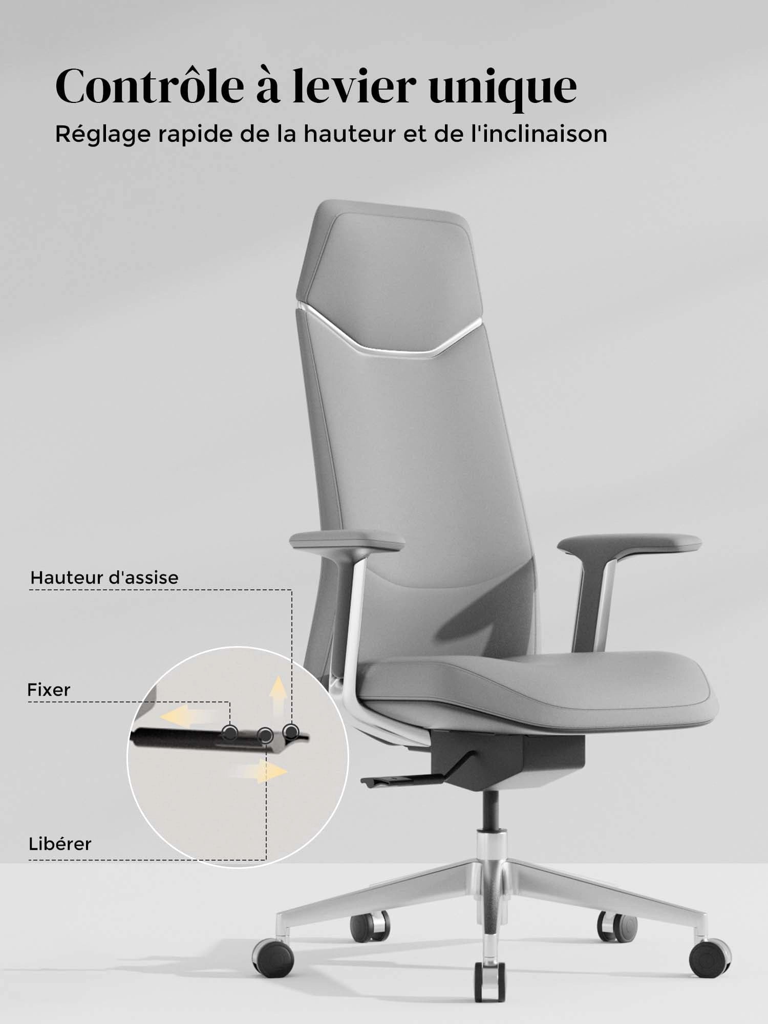 Neris Chaise de Bureau en Cuir avec Meilleur Rapport Qualité-Prix