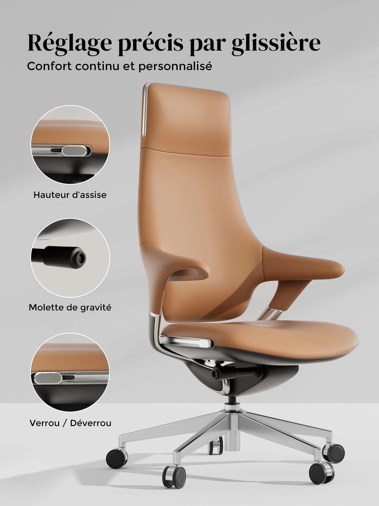 Nigel Chaise en Cuir Premium avec Assise Confortable