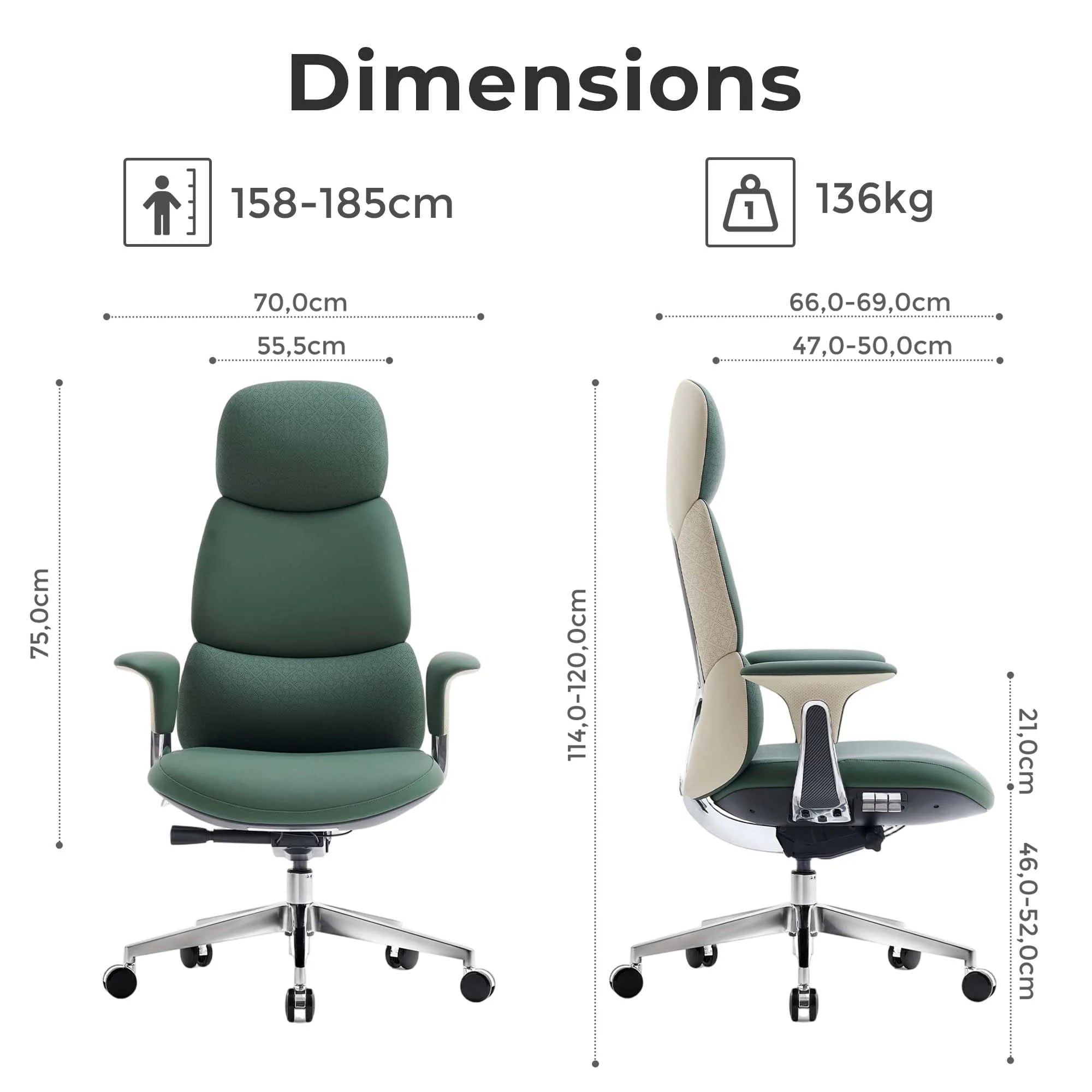 Nyla Chaise en Cuir avec Réglage Facile