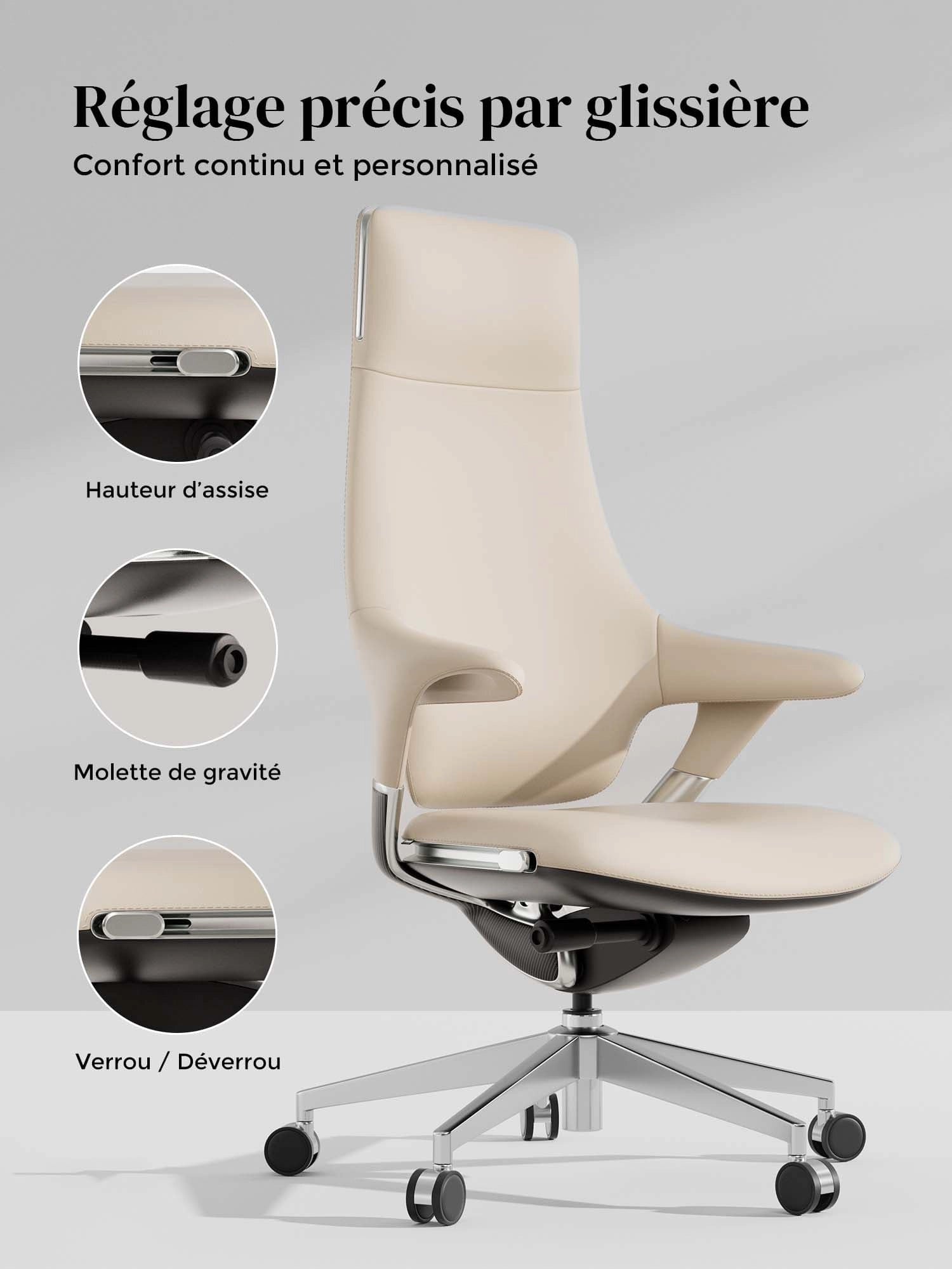 Nigel Chaise en Cuir Premium avec Assise Confortable