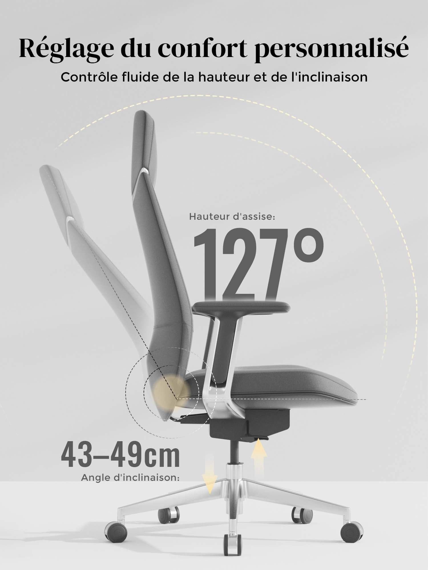 Neris Chaise de Bureau en Cuir avec Meilleur Rapport Qualité-Prix