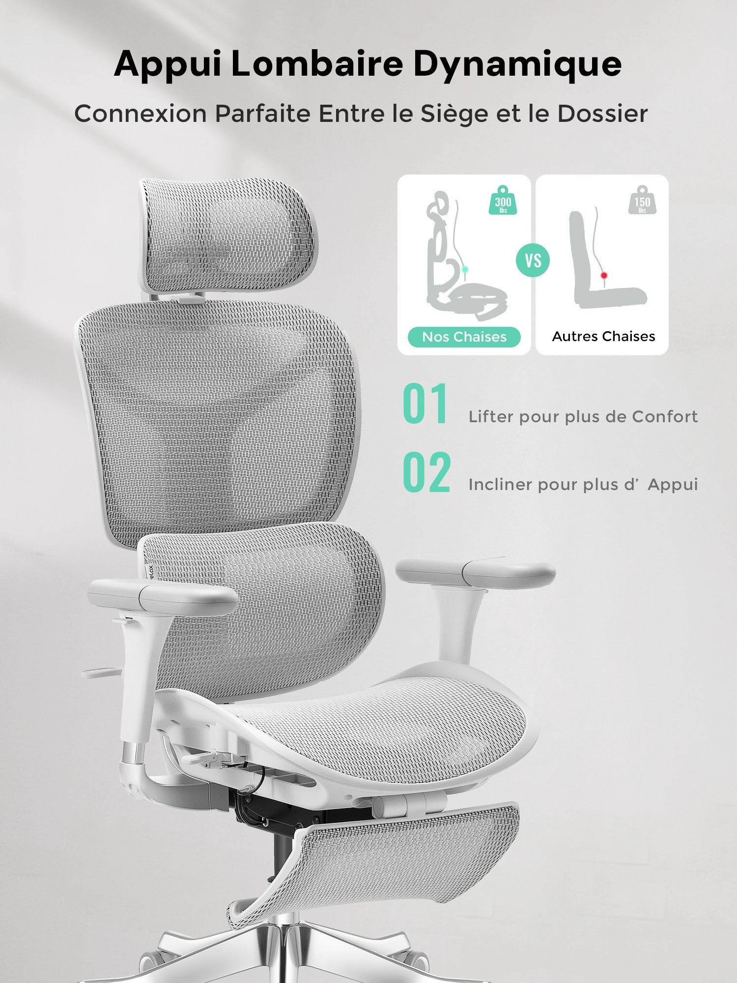 S9 Pro Chaise de bureau ergonomique avec réglage One-Touch