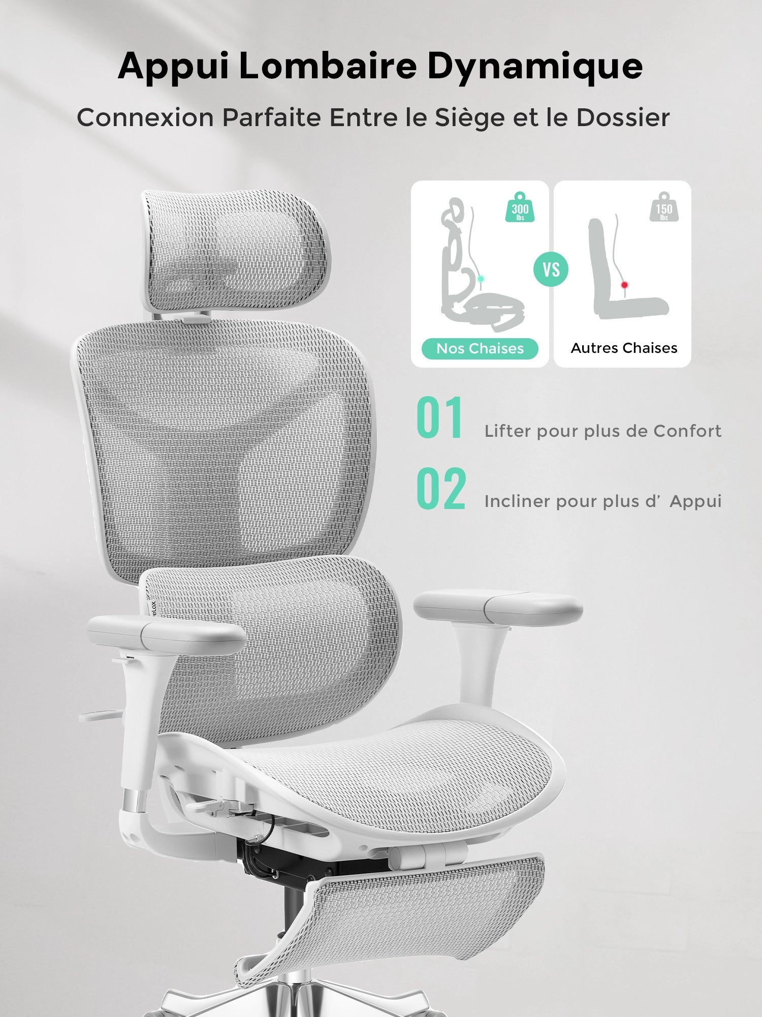 S9 Pro Chaise de bureau ergonomique avec réglage One-Touch