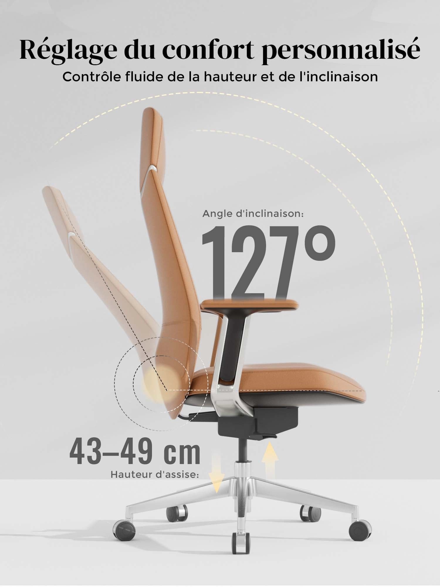 Neris Chaise de Bureau en Cuir avec Meilleur Rapport Qualité-Prix
