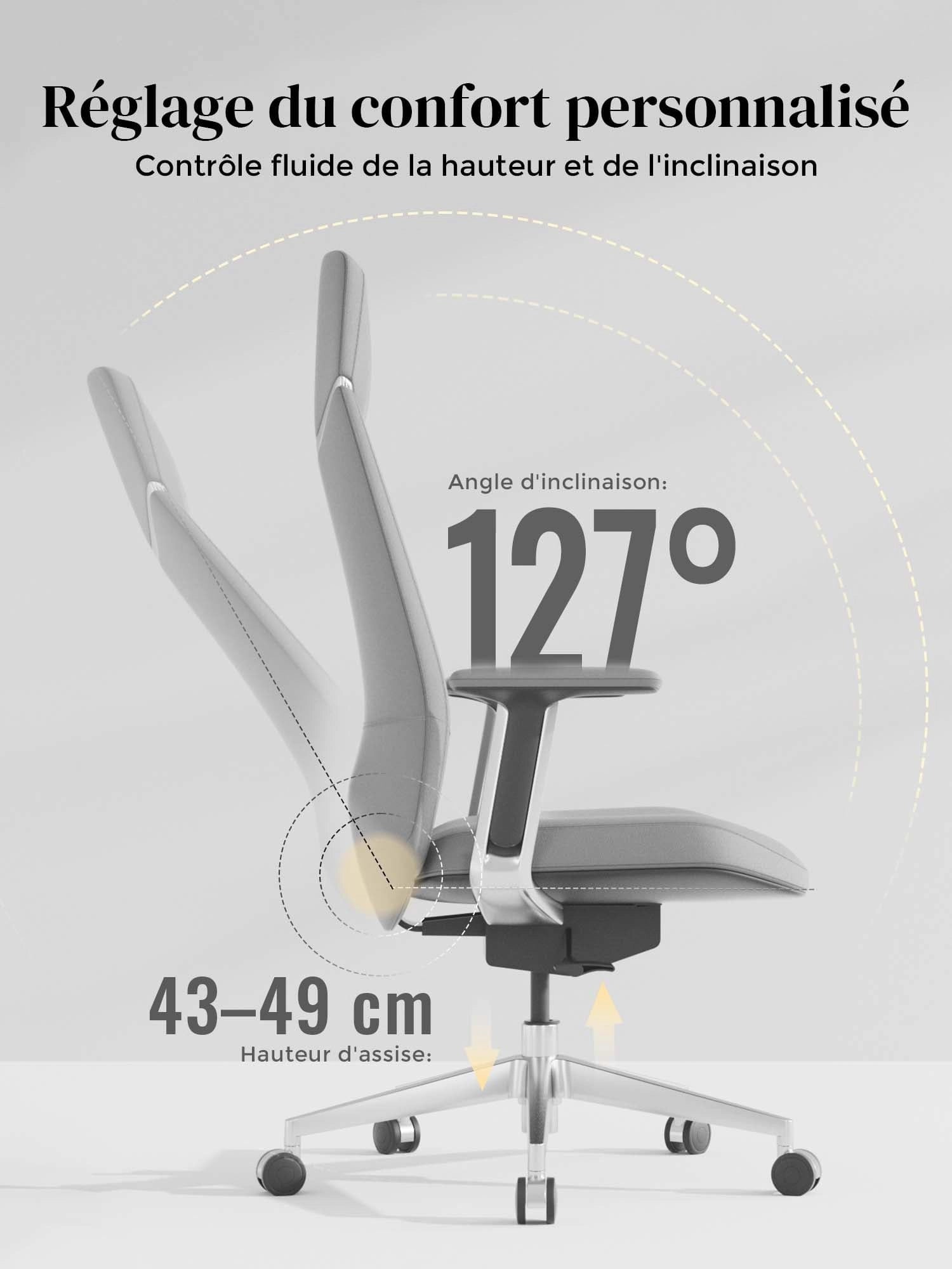 Neris Chaise de Bureau en Cuir avec Meilleur Rapport Qualité-Prix
