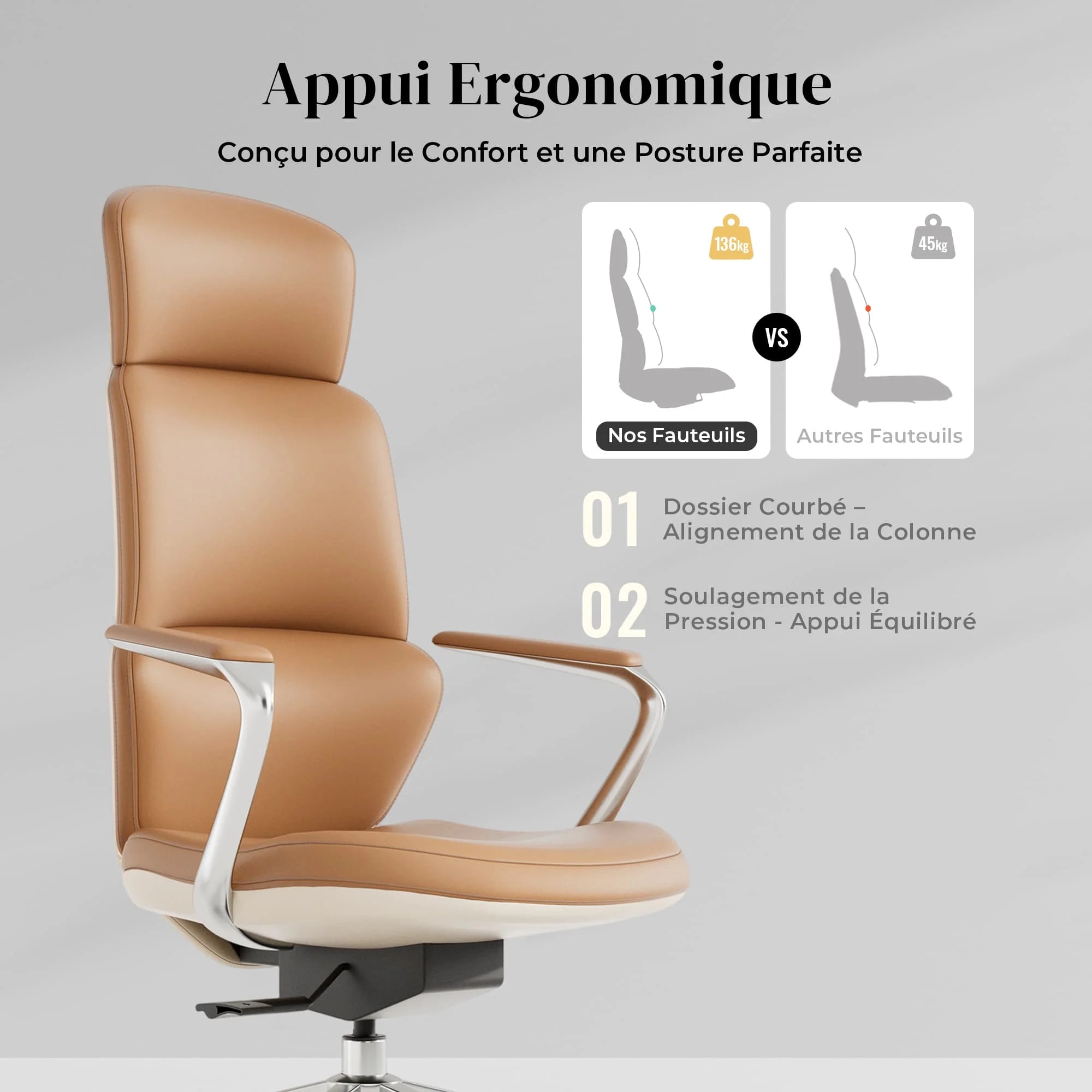 Nolan Chaise en Cuir avec Design Classique