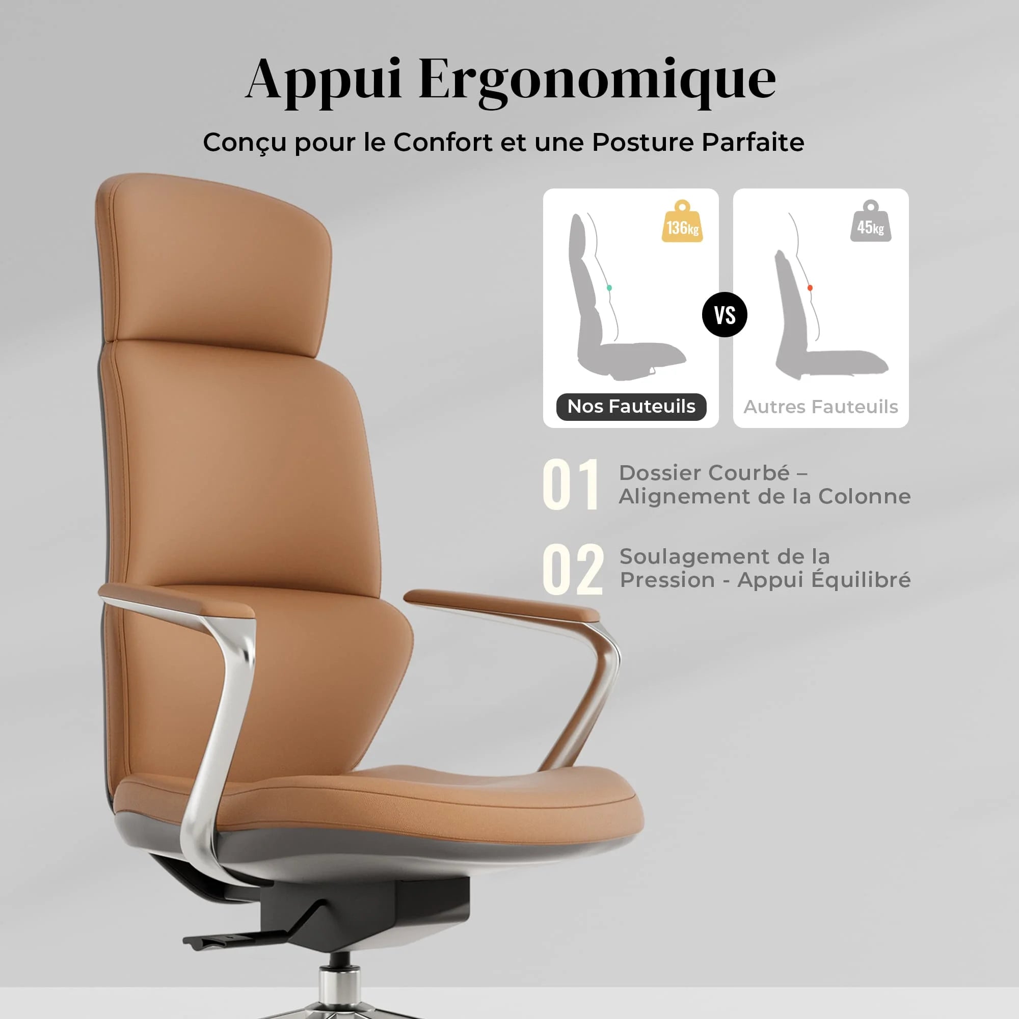 Nolan Chaise en Cuir avec Design Classique