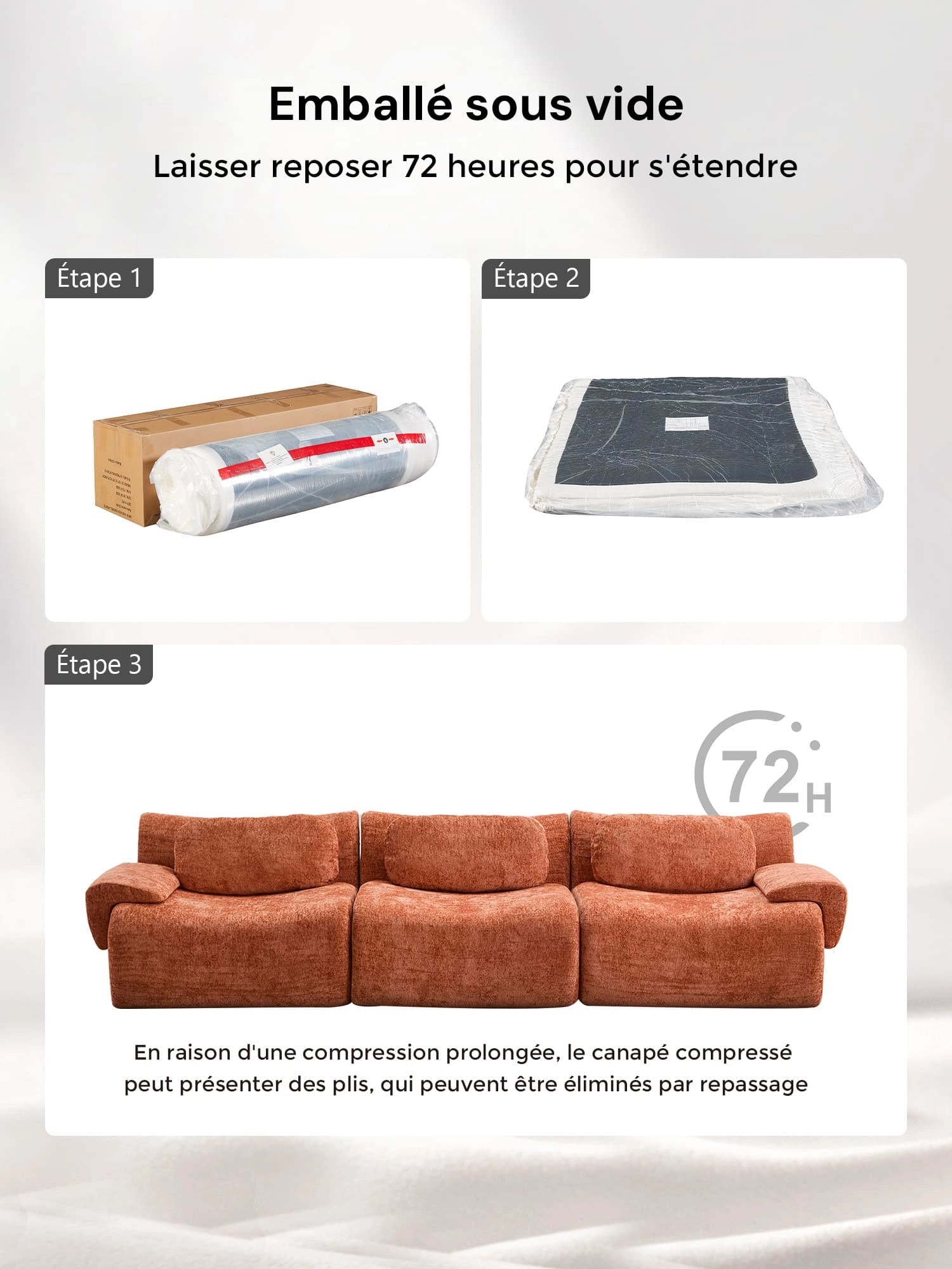 Nephele Canapé Sectionnel Compressé à Forme Ondulée - 3 Places