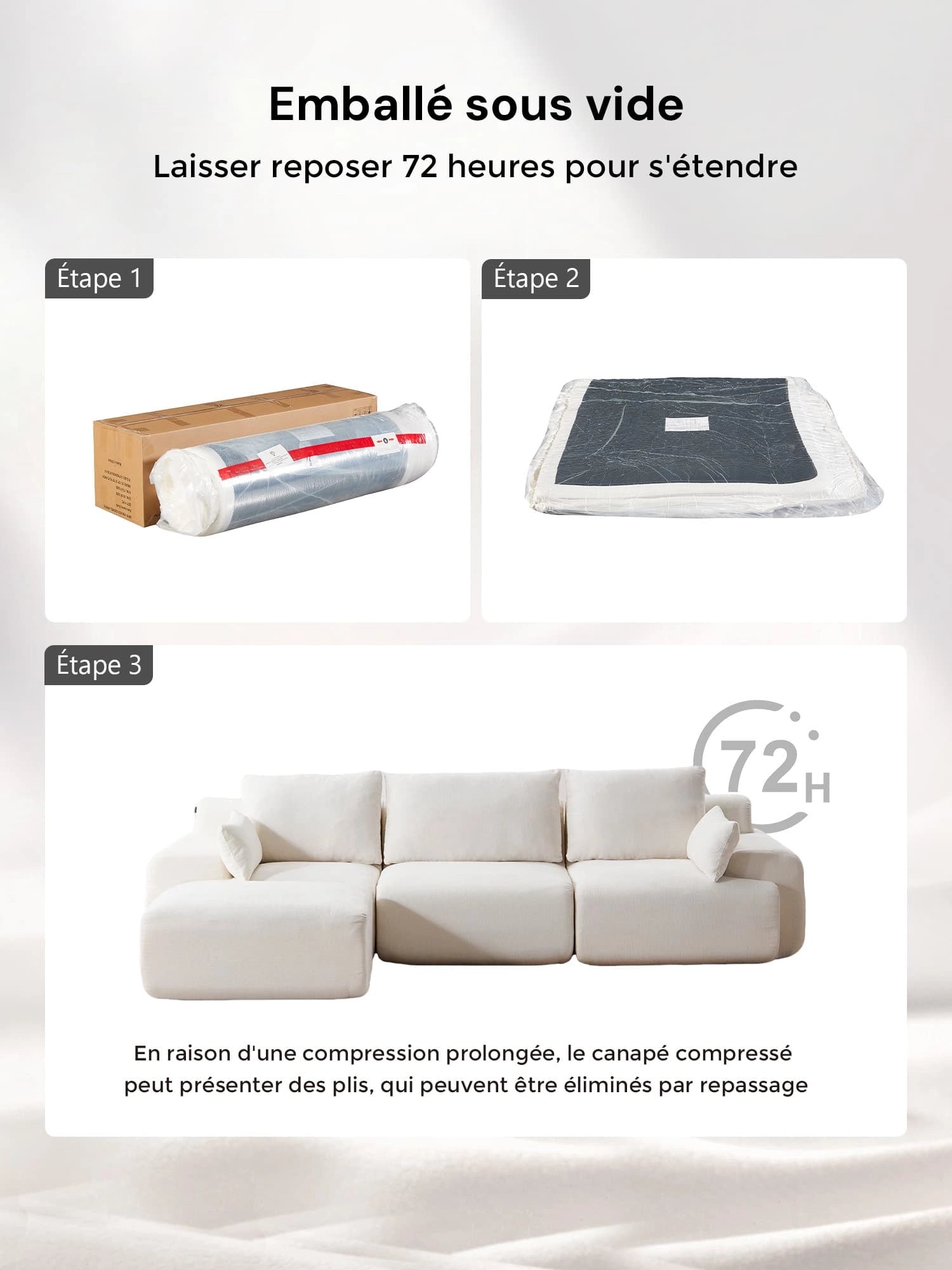 Zeus Canapé Sectionnel Compressé avec Pouf