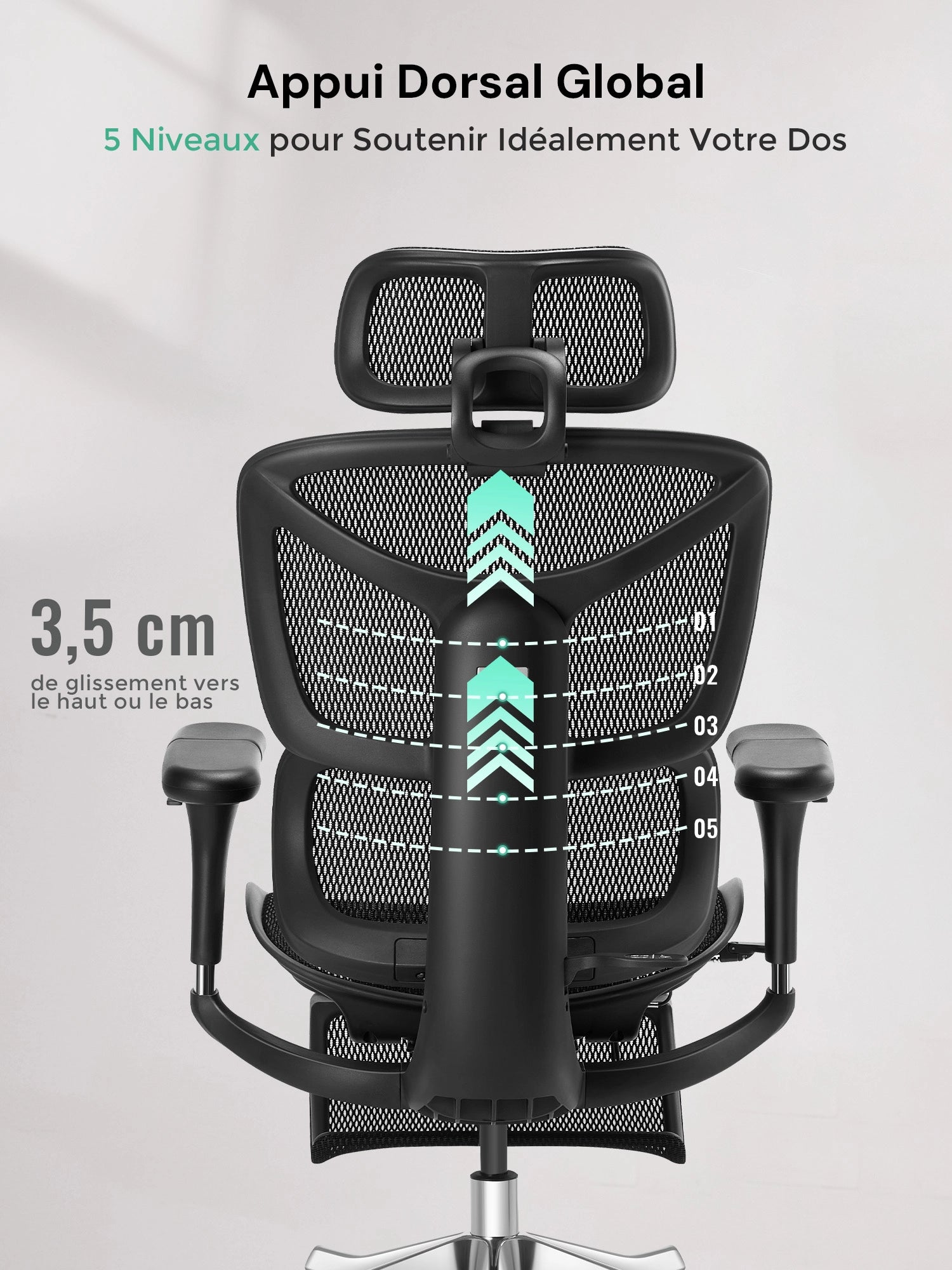 S9 Pro Chaise de bureau ergonomique avec réglage One-Touch