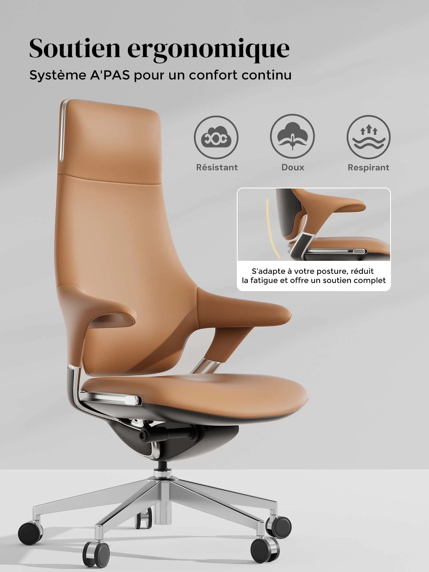 Nigel Chaise en Cuir Premium avec Assise Confortable