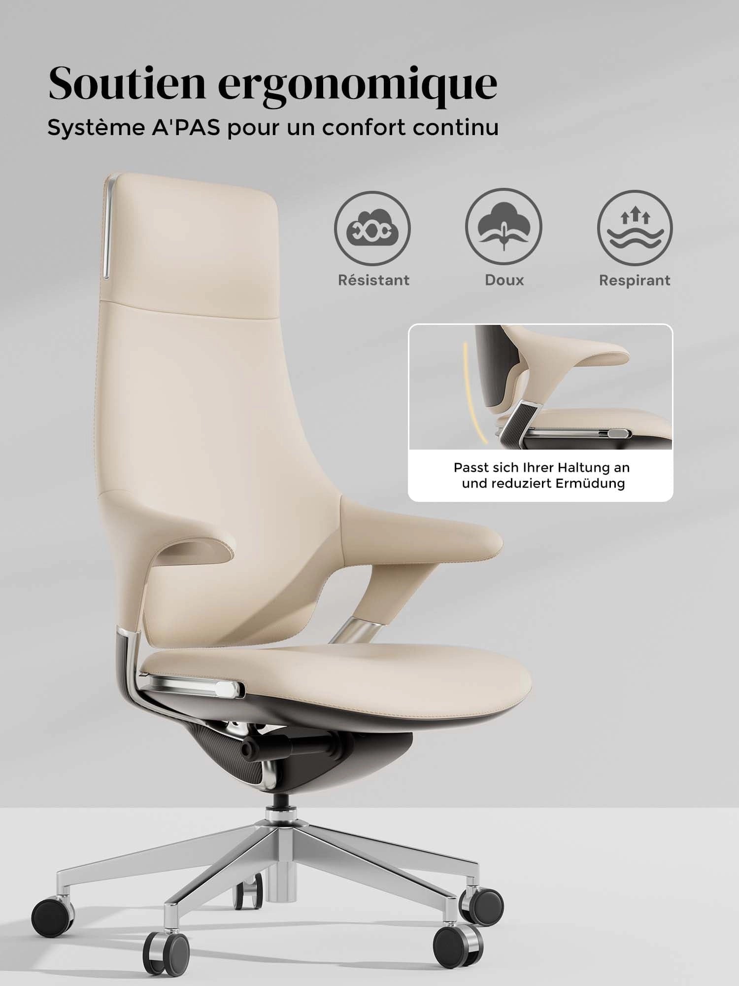 Nigel Chaise en Cuir Premium avec Assise Confortable