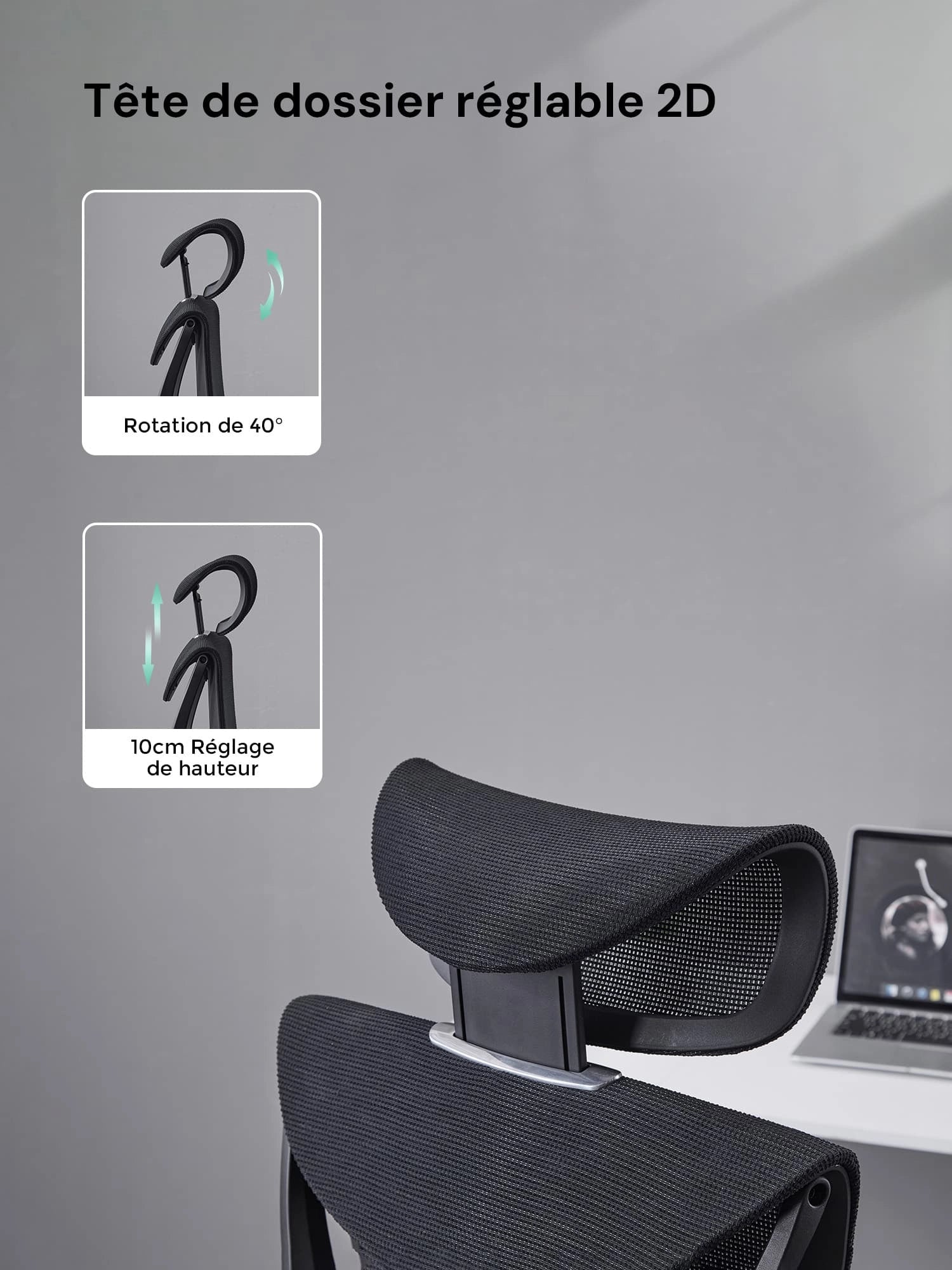 S7 Chaise de bureau ergonomique avec réglage à trois boutons