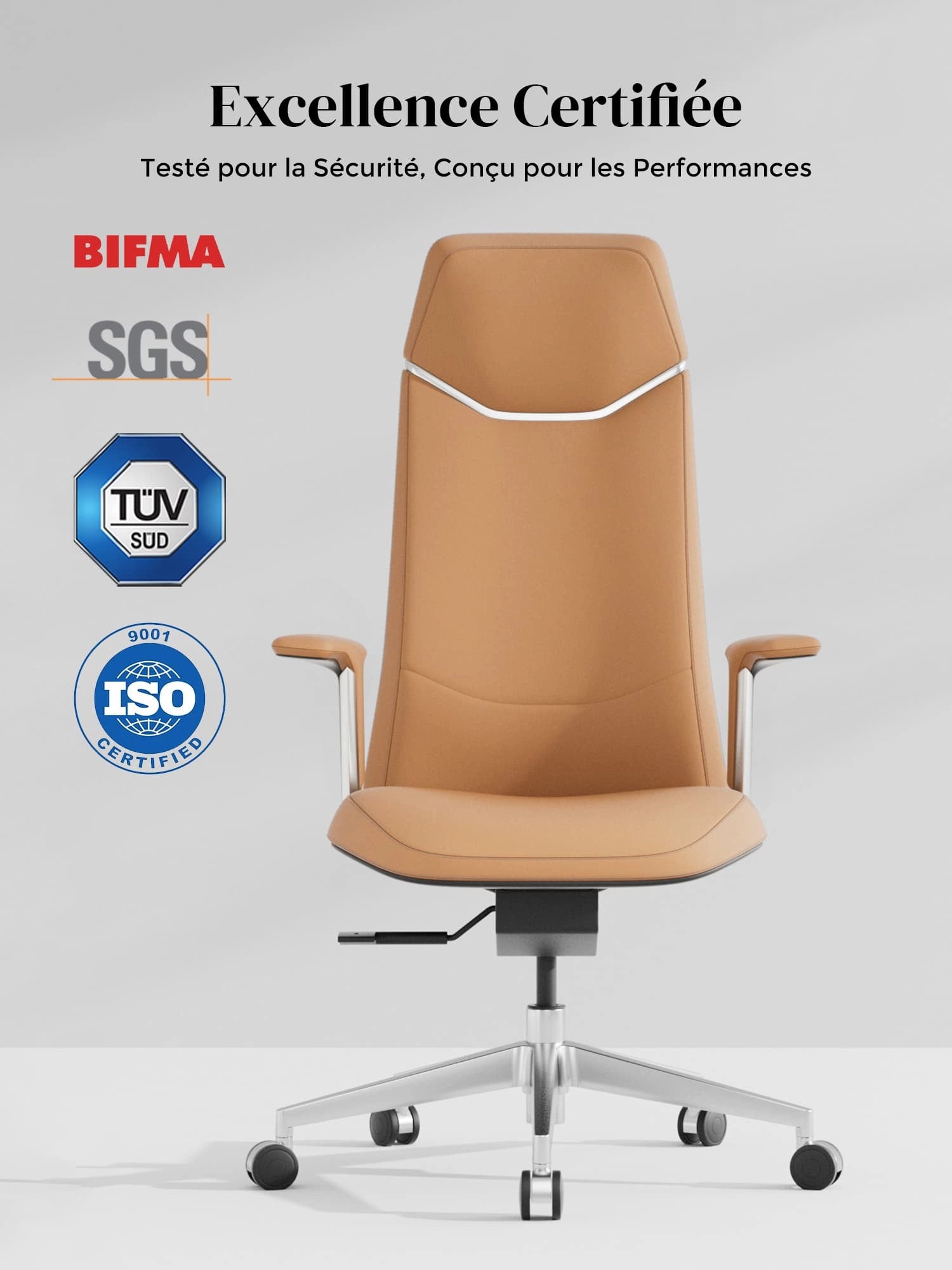 Neris Chaise de Bureau en Cuir avec Meilleur Rapport Qualité-Prix