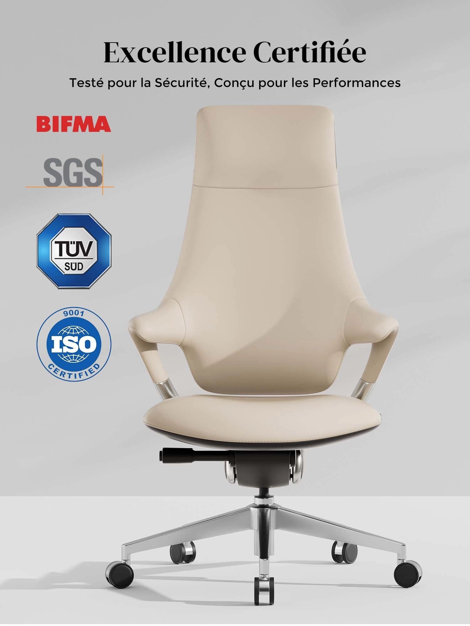 Nigel Chaise en Cuir Premium avec Assise Confortable