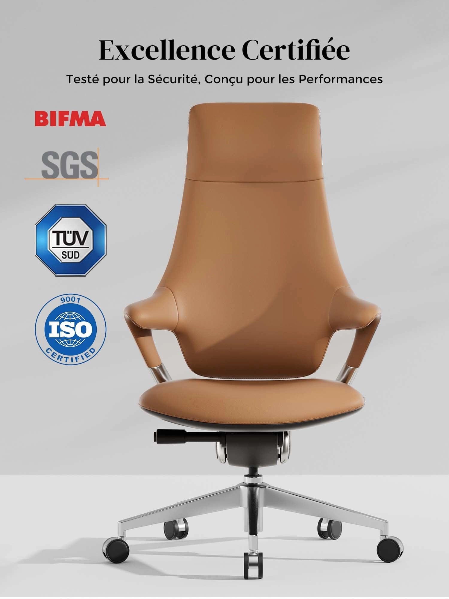 Nigel Chaise en Cuir Premium avec Assise Confortable
