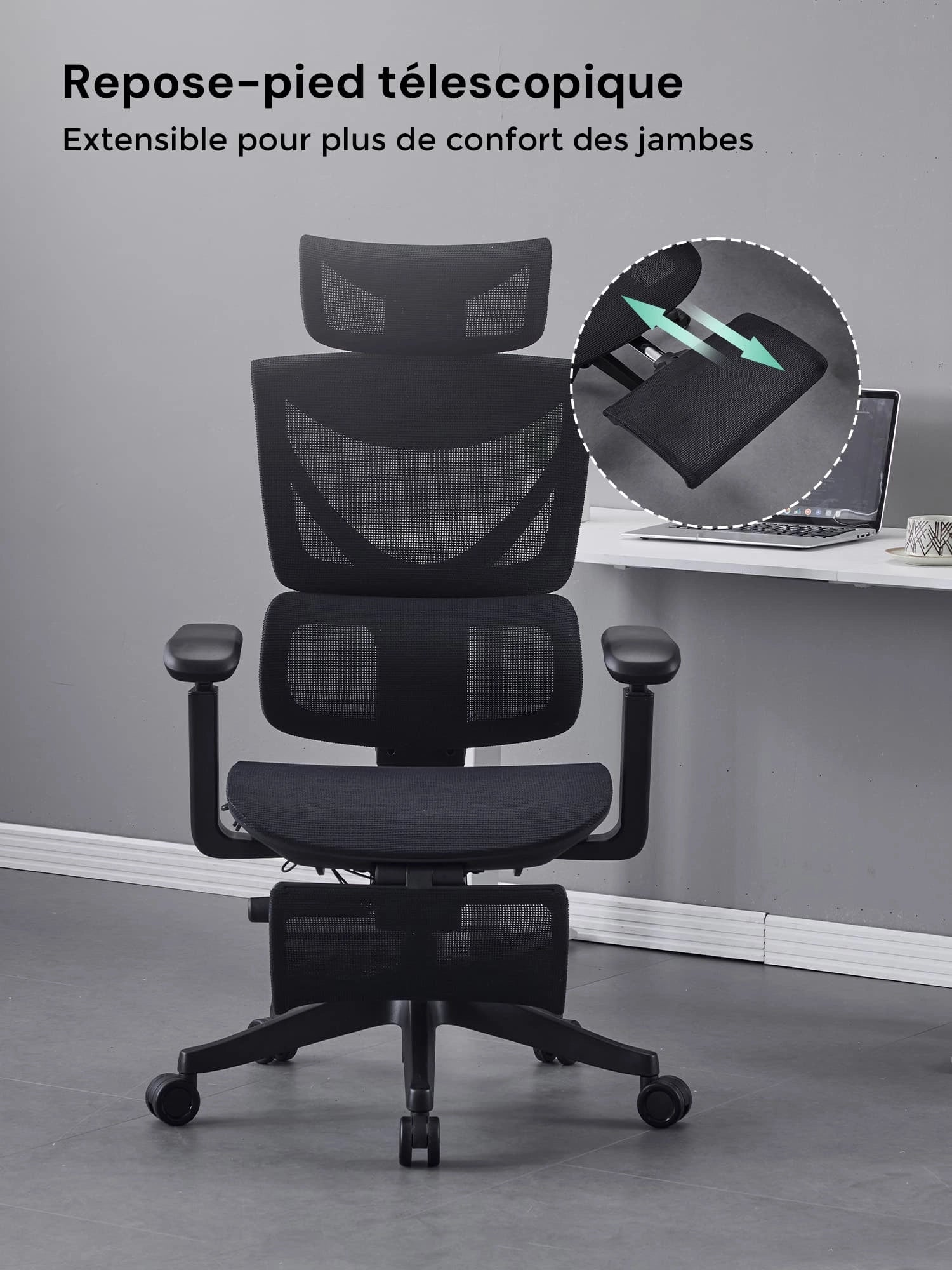 S7 Chaise de bureau ergonomique avec réglage à trois boutons