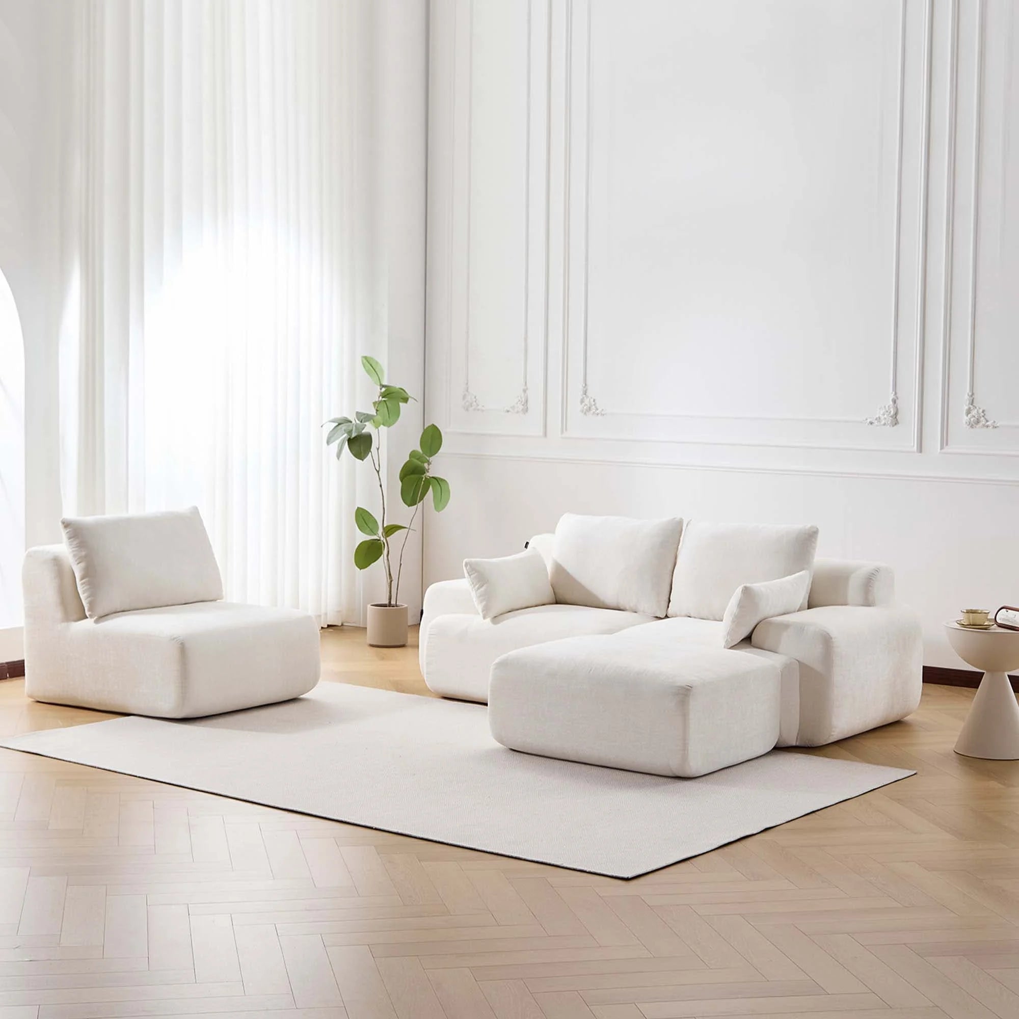 Zeus Canapé Sectionnel Compressé avec Pouf