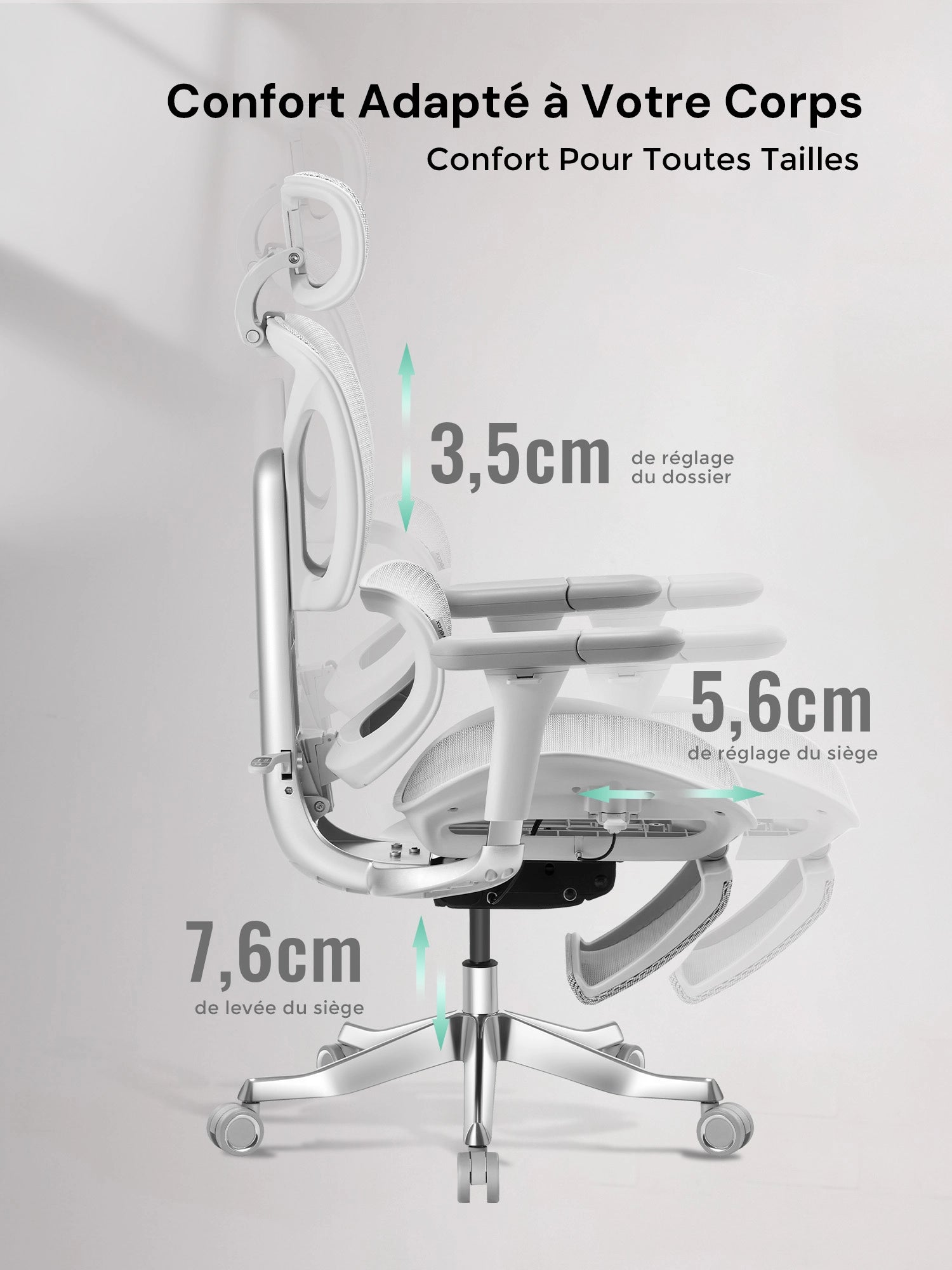 S9 Pro Chaise de bureau ergonomique avec réglage One-Touch