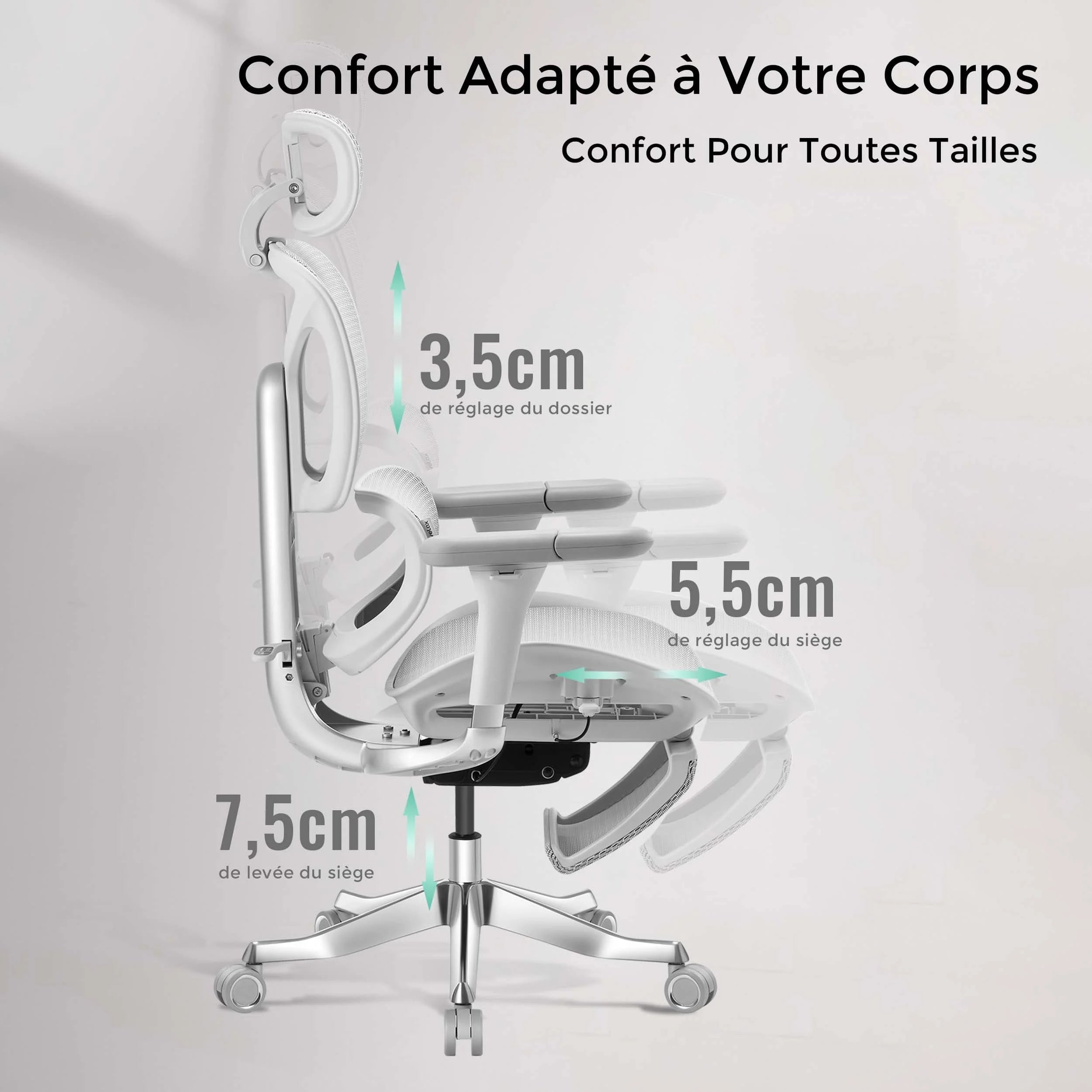 S9 Pro Chaise de bureau ergonomique avec réglage One-Touch