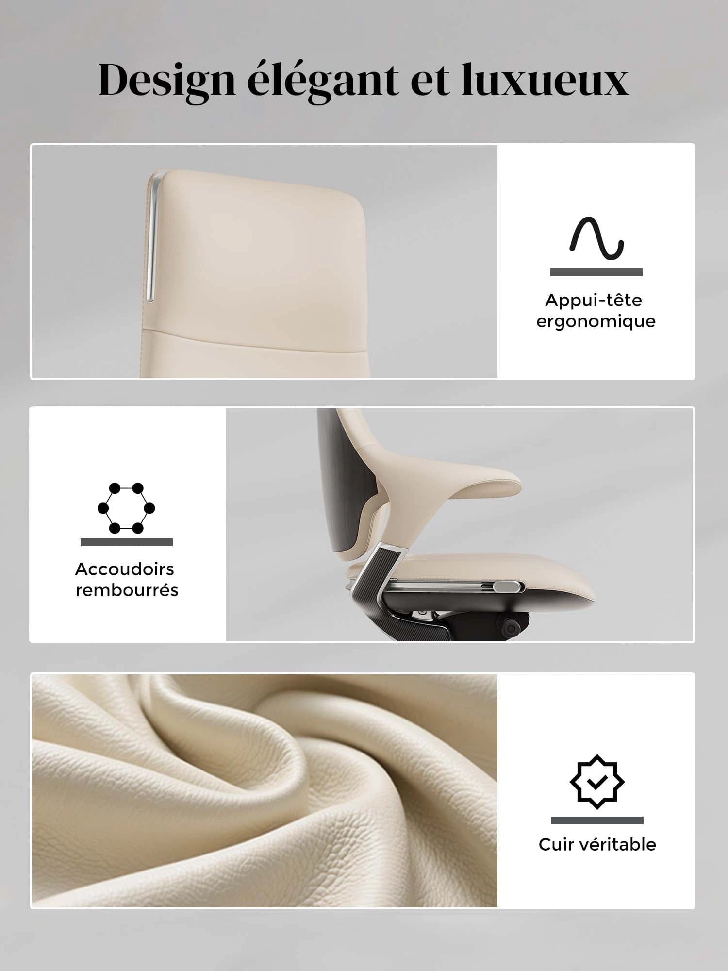 Nigel Chaise en Cuir Premium avec Assise Confortable