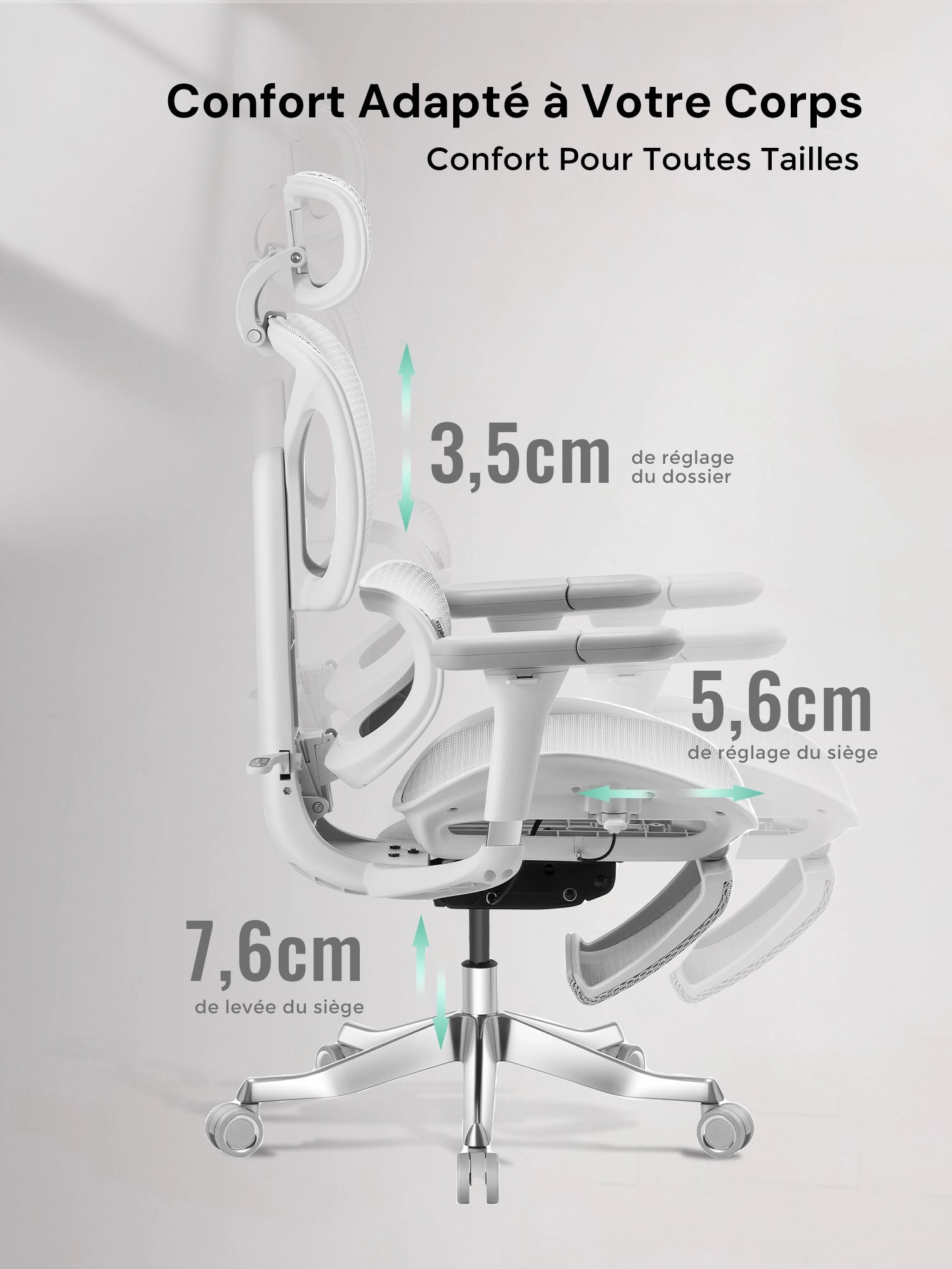 S9 Pro Chaise de bureau ergonomique avec réglage One-Touch