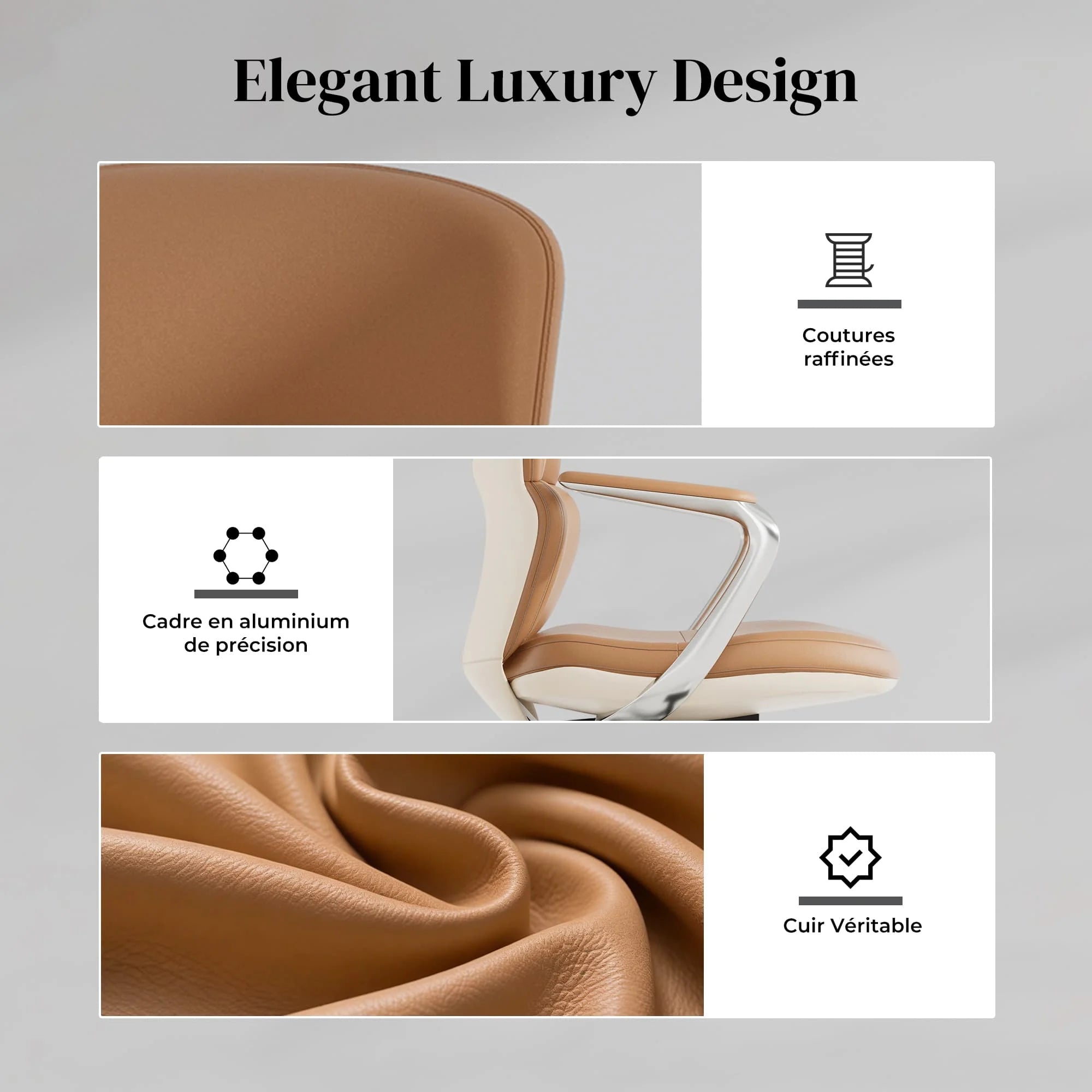 Nolan Chaise en Cuir avec Design Classique