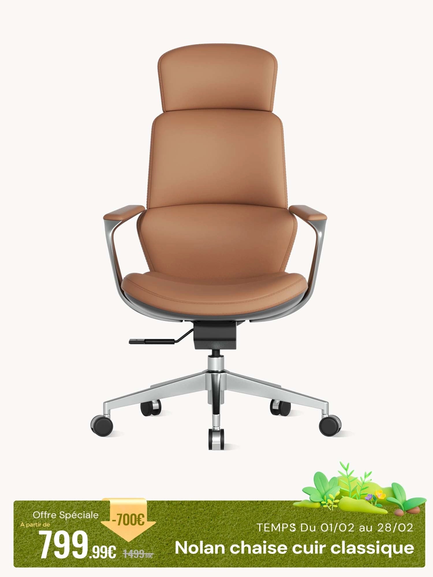 Nolan Chaise en Cuir avec Design Classique