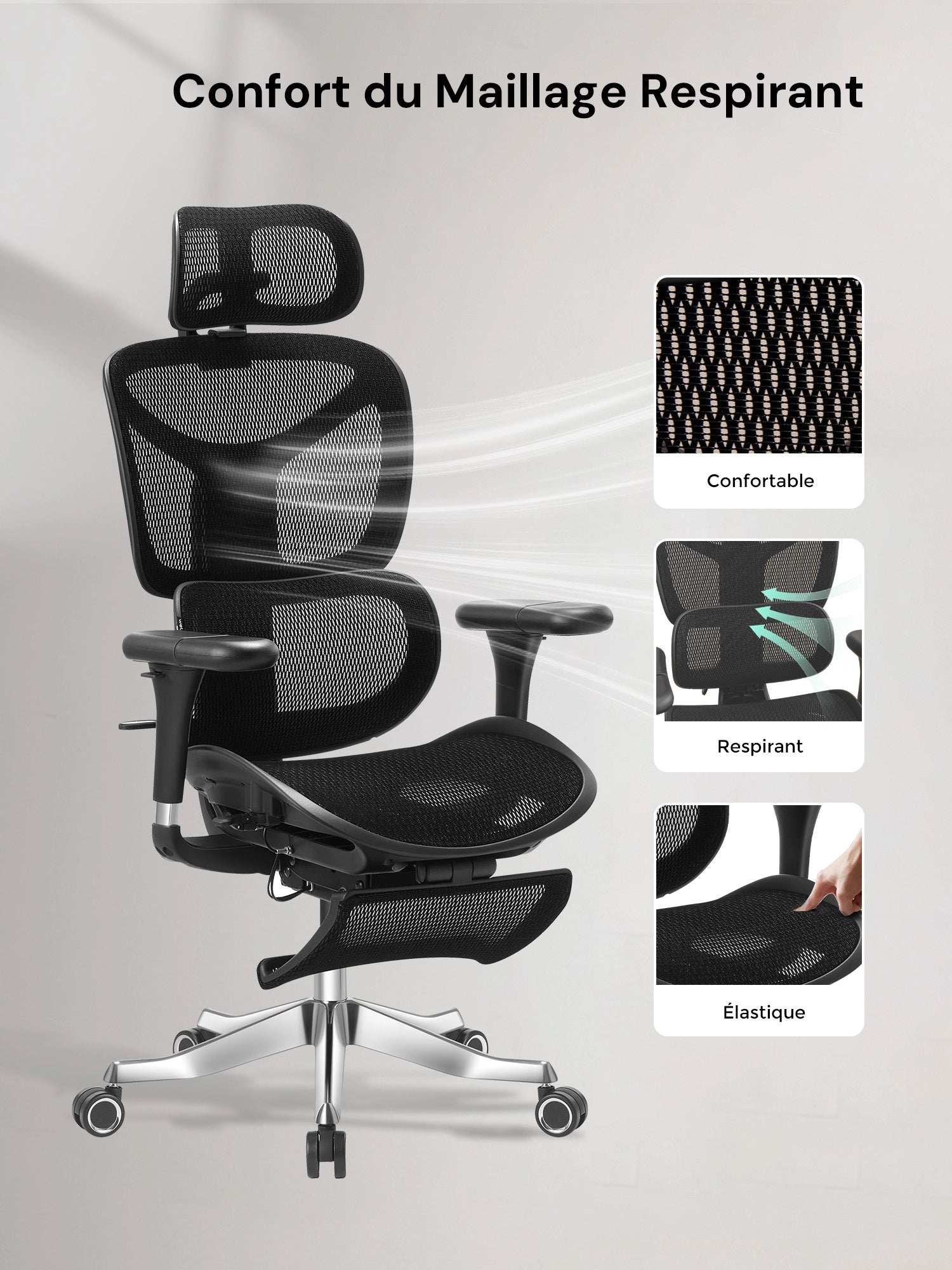 S9 Pro Chaise de bureau ergonomique avec réglage One-Touch