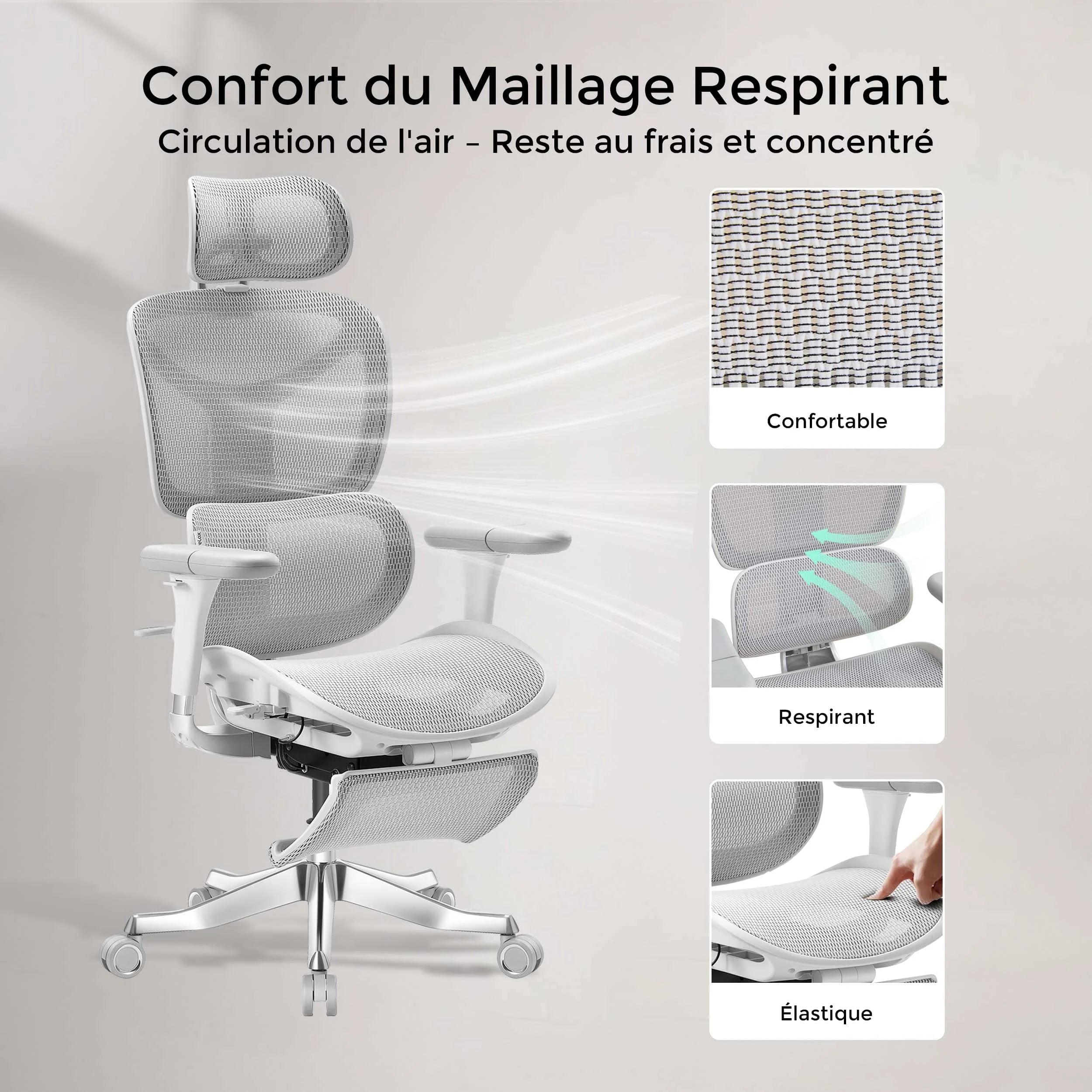 S9 Pro Chaise de bureau ergonomique avec réglage One-Touch