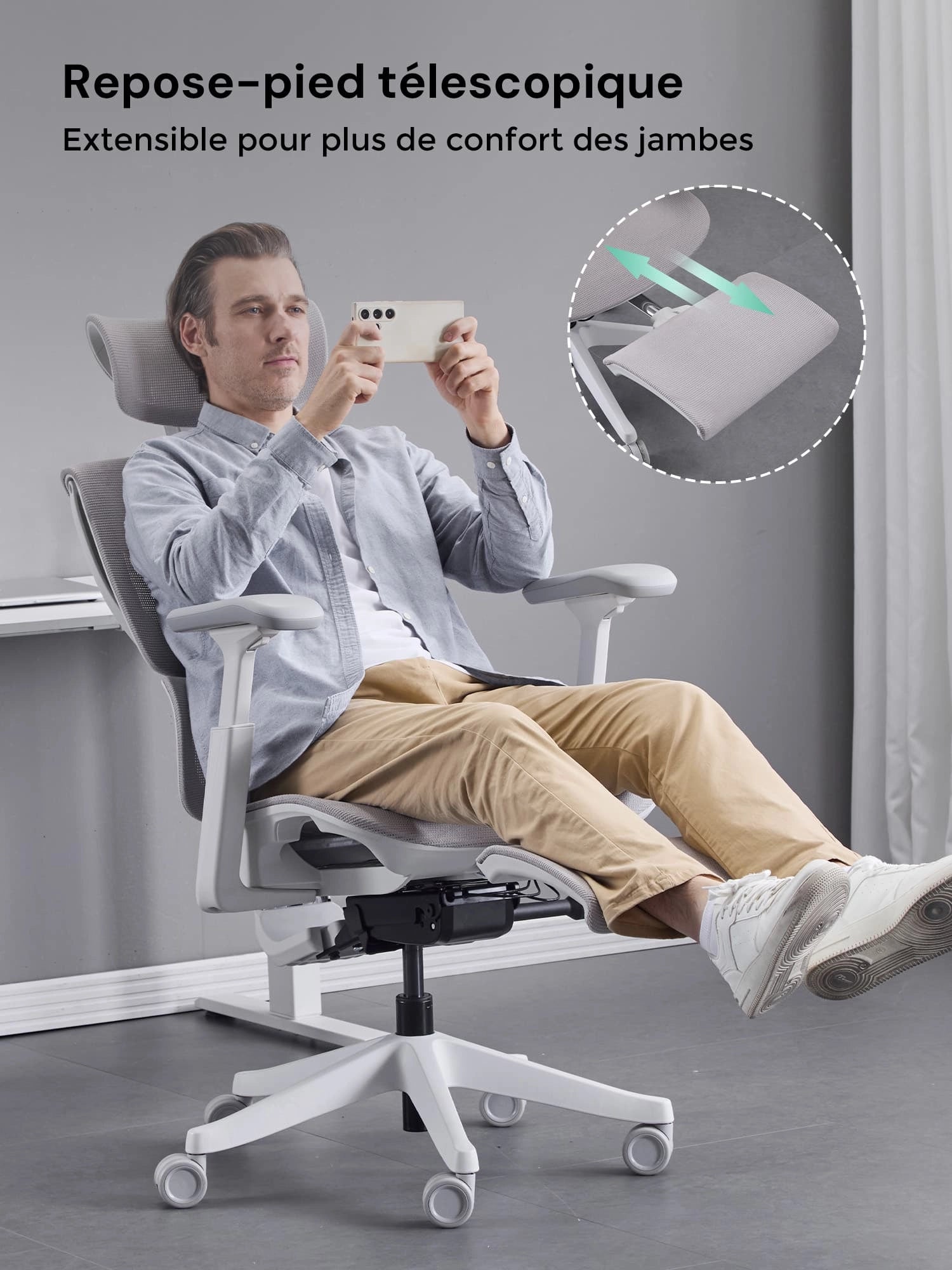 S7 Chaise de bureau ergonomique avec réglage à trois boutons