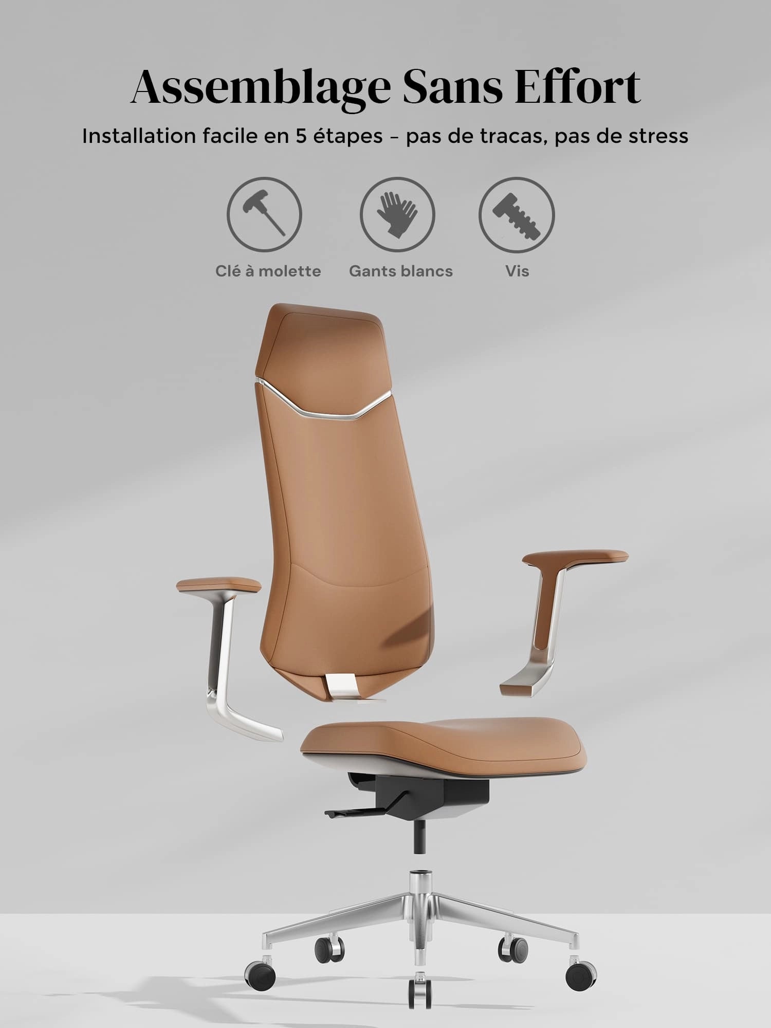 Neris Chaise de Bureau en Cuir avec Meilleur Rapport Qualité-Prix