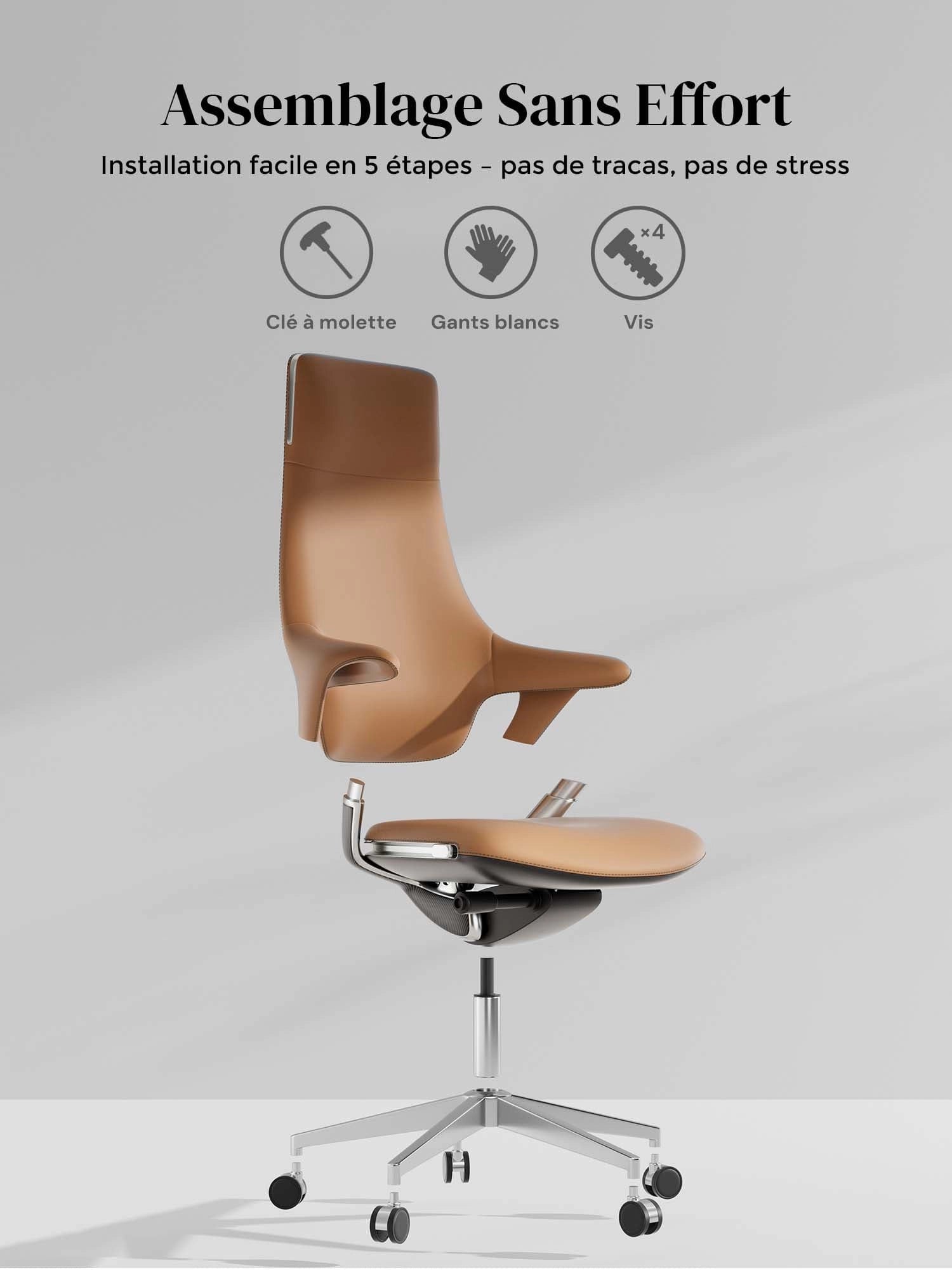 Nigel Chaise en Cuir Premium avec Assise Confortable