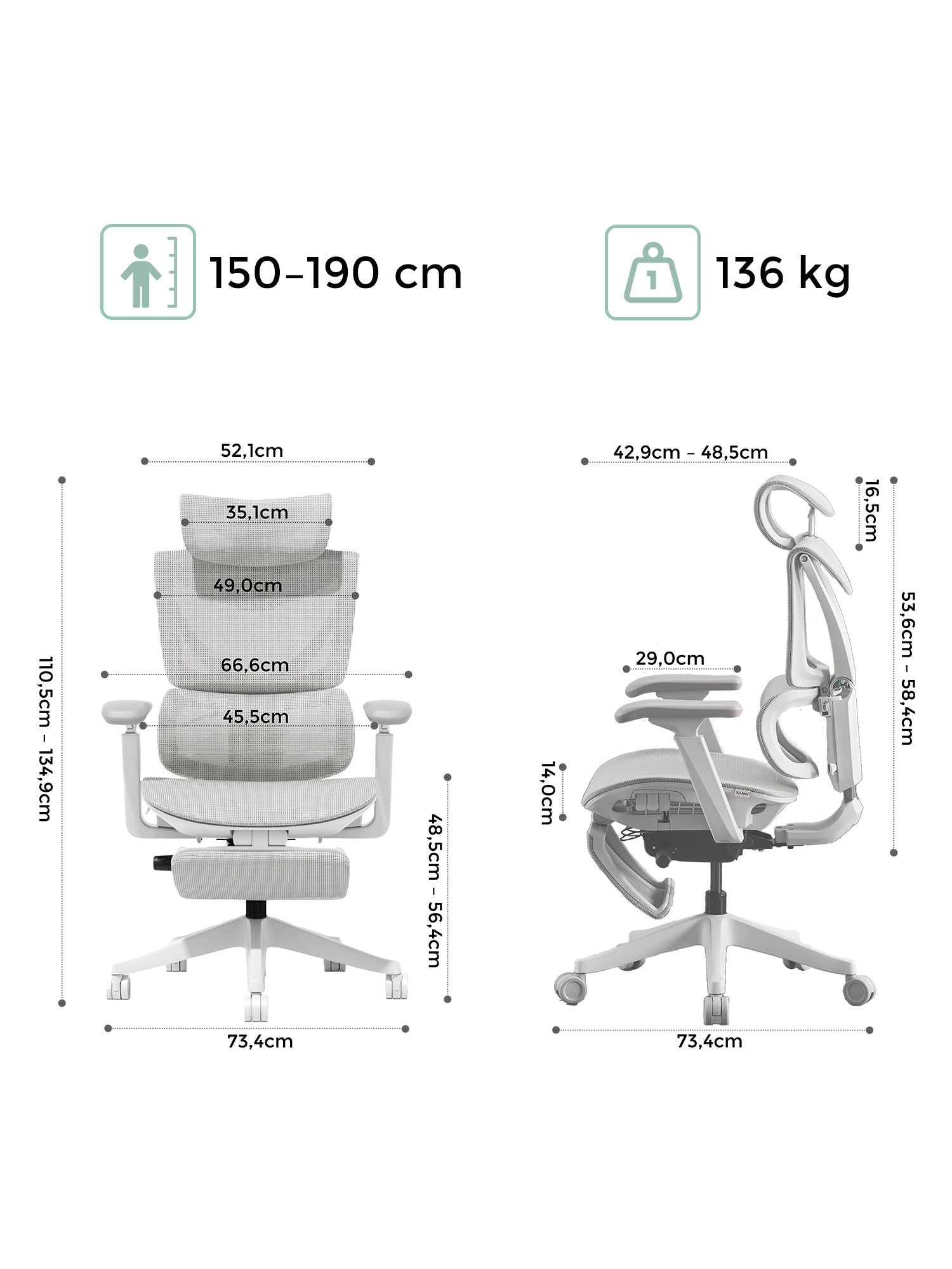 S7 Chaise de bureau ergonomique avec réglage à trois boutons