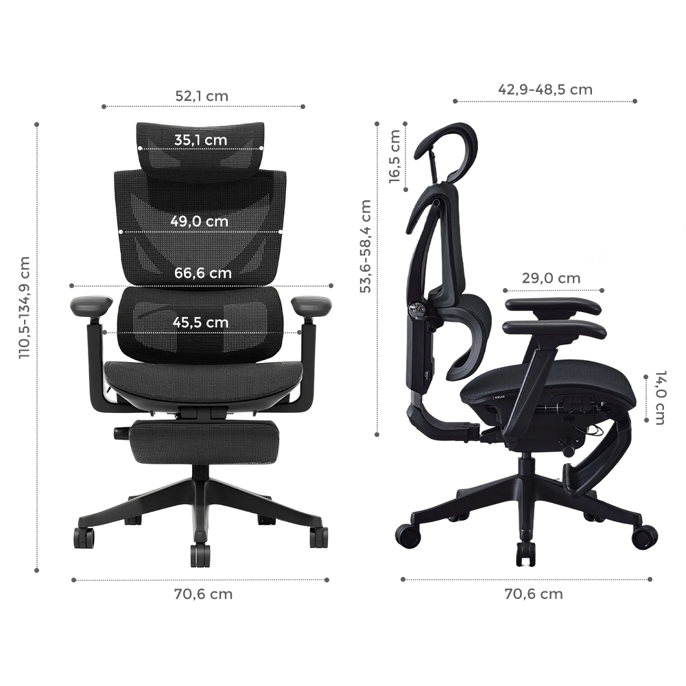 S7 Chaise de bureau ergonomique avec réglage à trois boutons