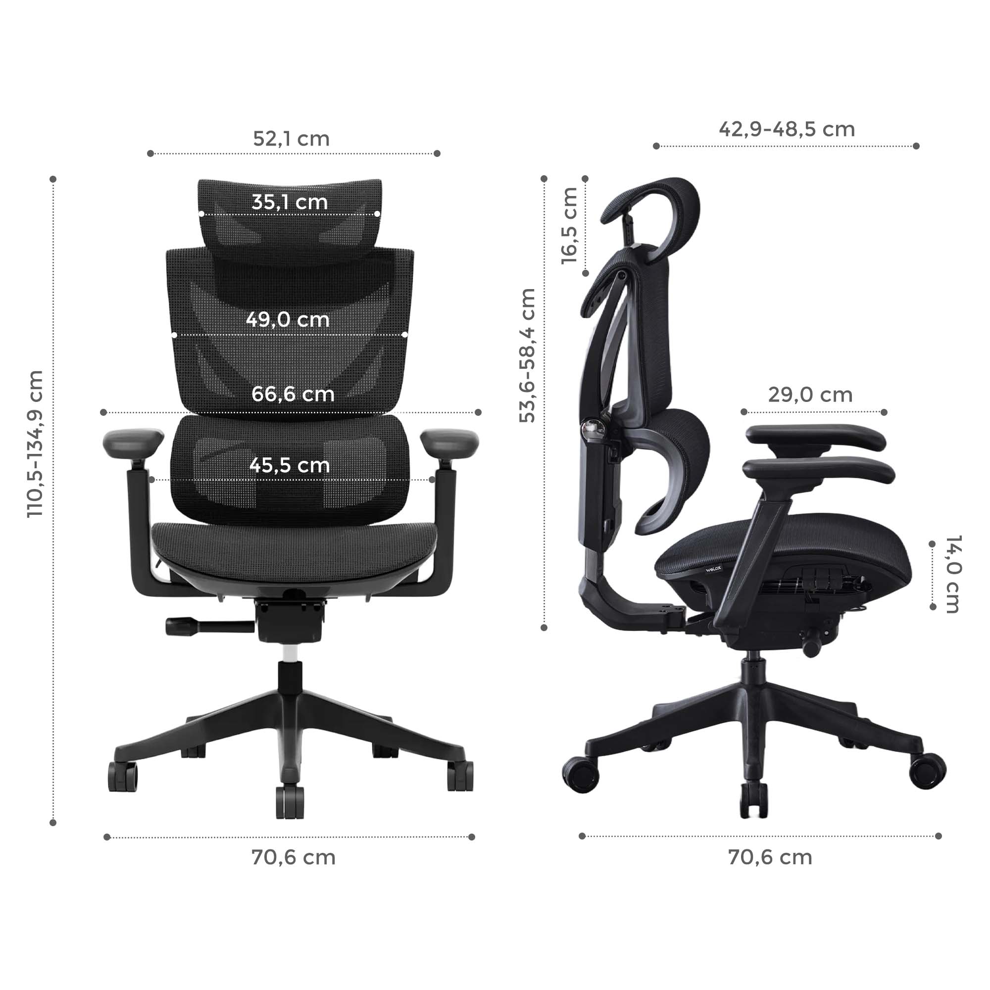 S7 Chaise de bureau ergonomique avec réglage à trois boutons
