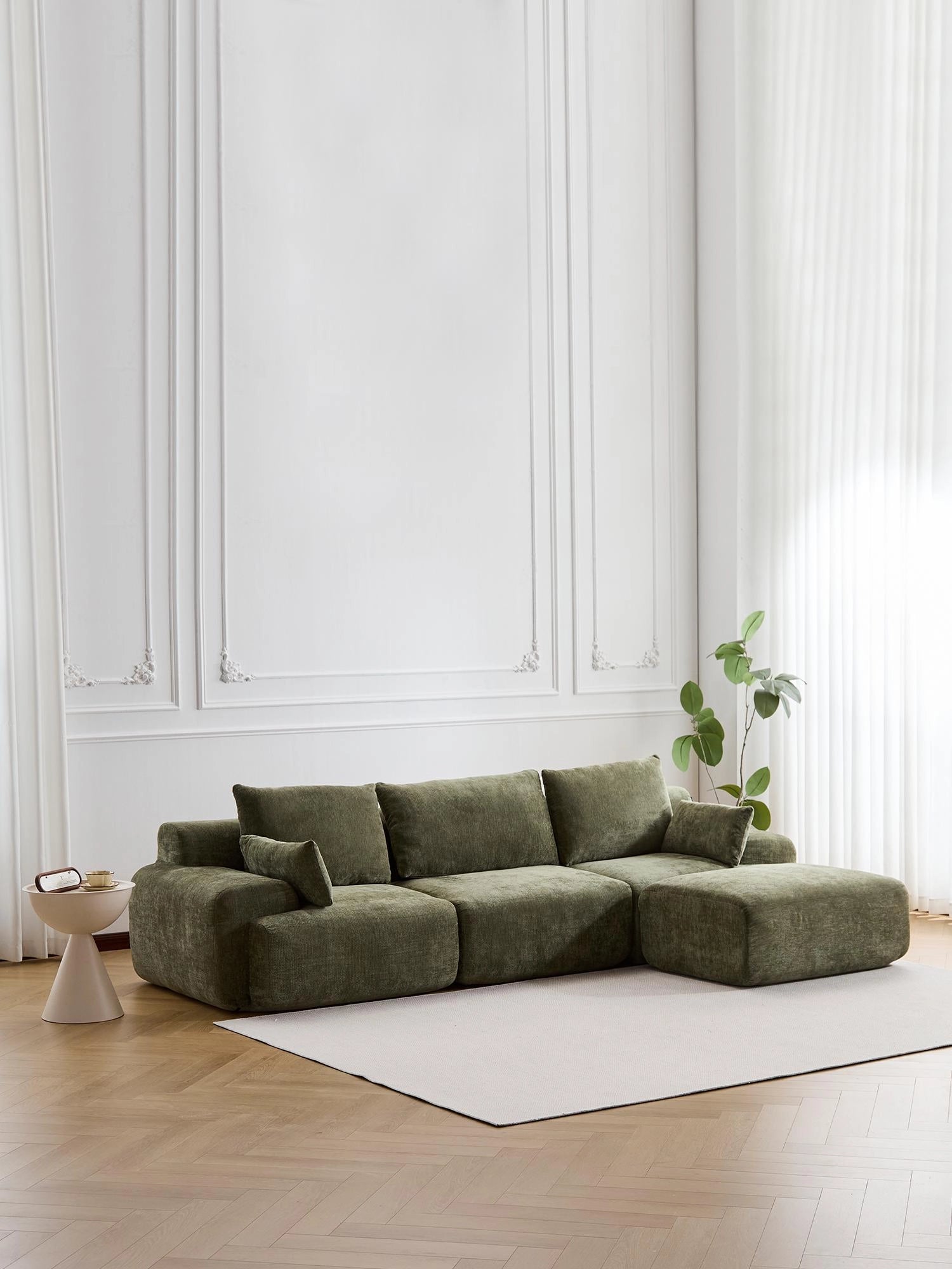 Zeus Canapé Sectionnel Compressé avec Pouf