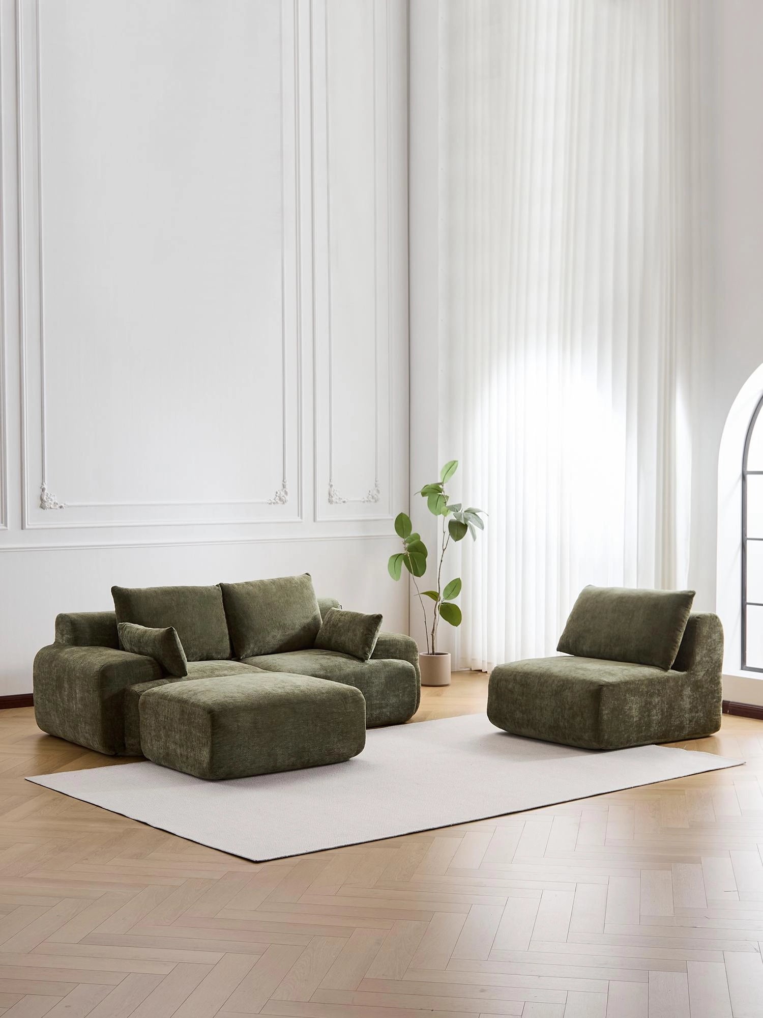 Zeus Canapé Sectionnel Compressé avec Pouf