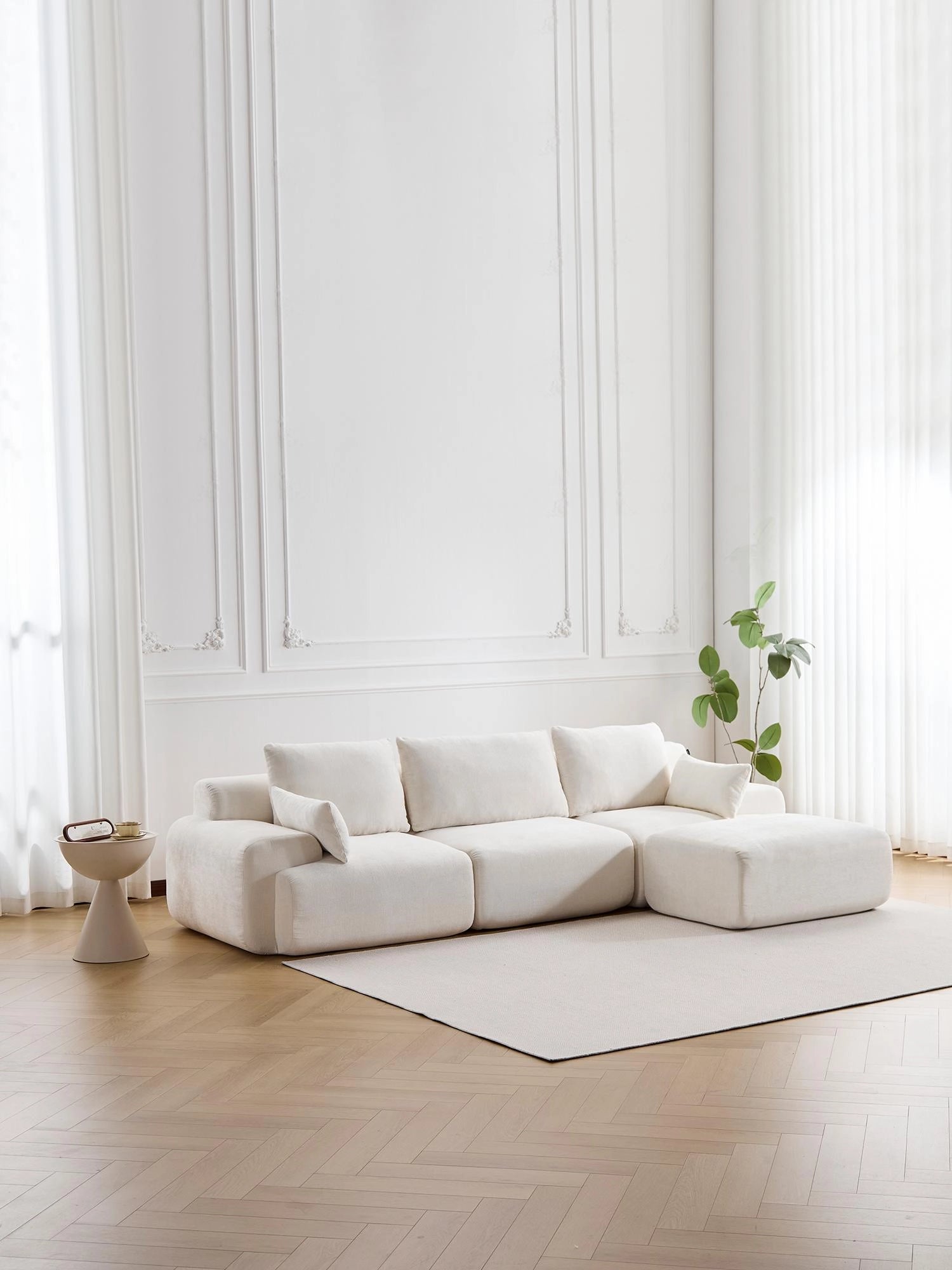 Zeus Canapé Sectionnel Compressé avec Pouf