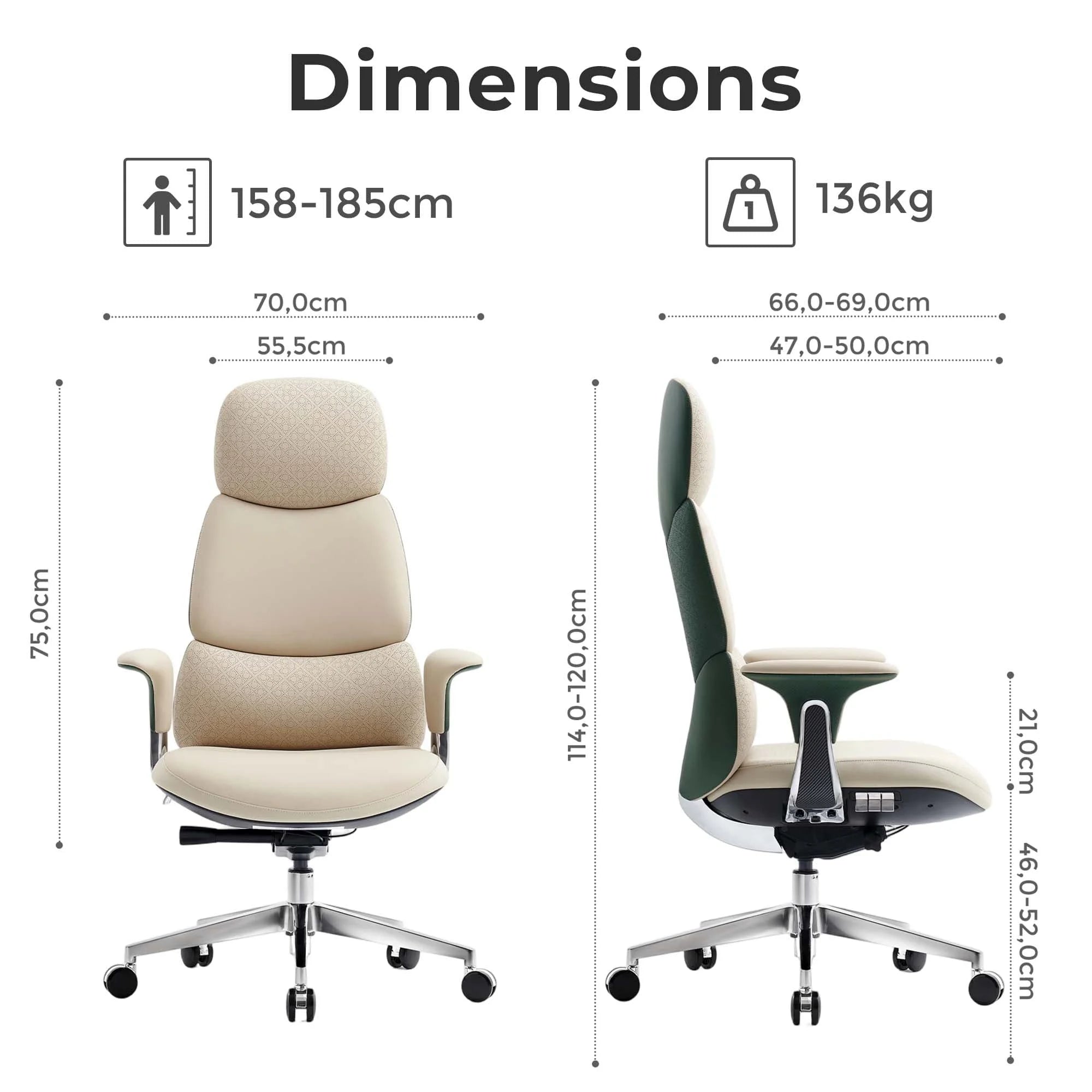 Nyla Chaise en Cuir avec Réglage Facile