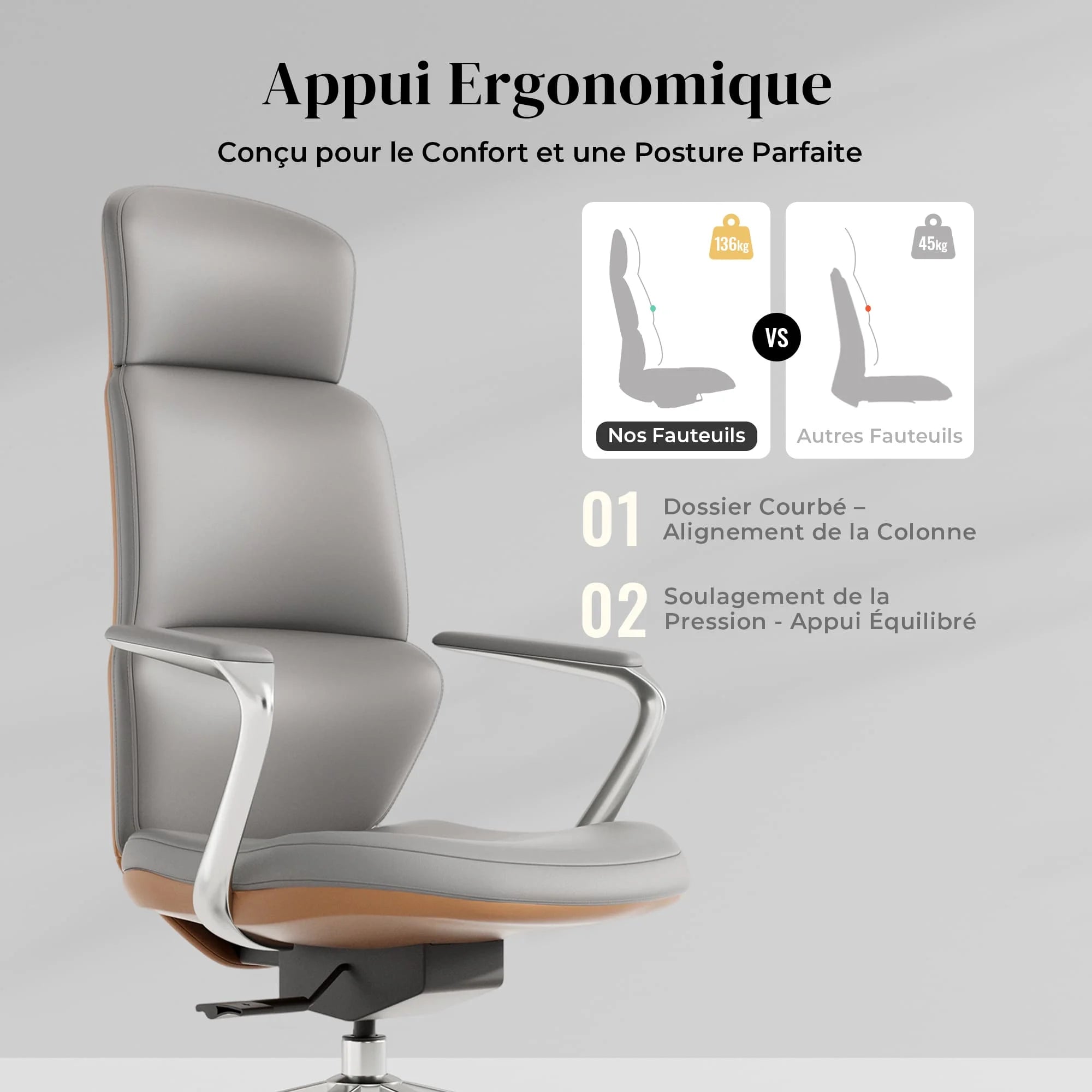 Nolan Chaise en Cuir avec Design Classique