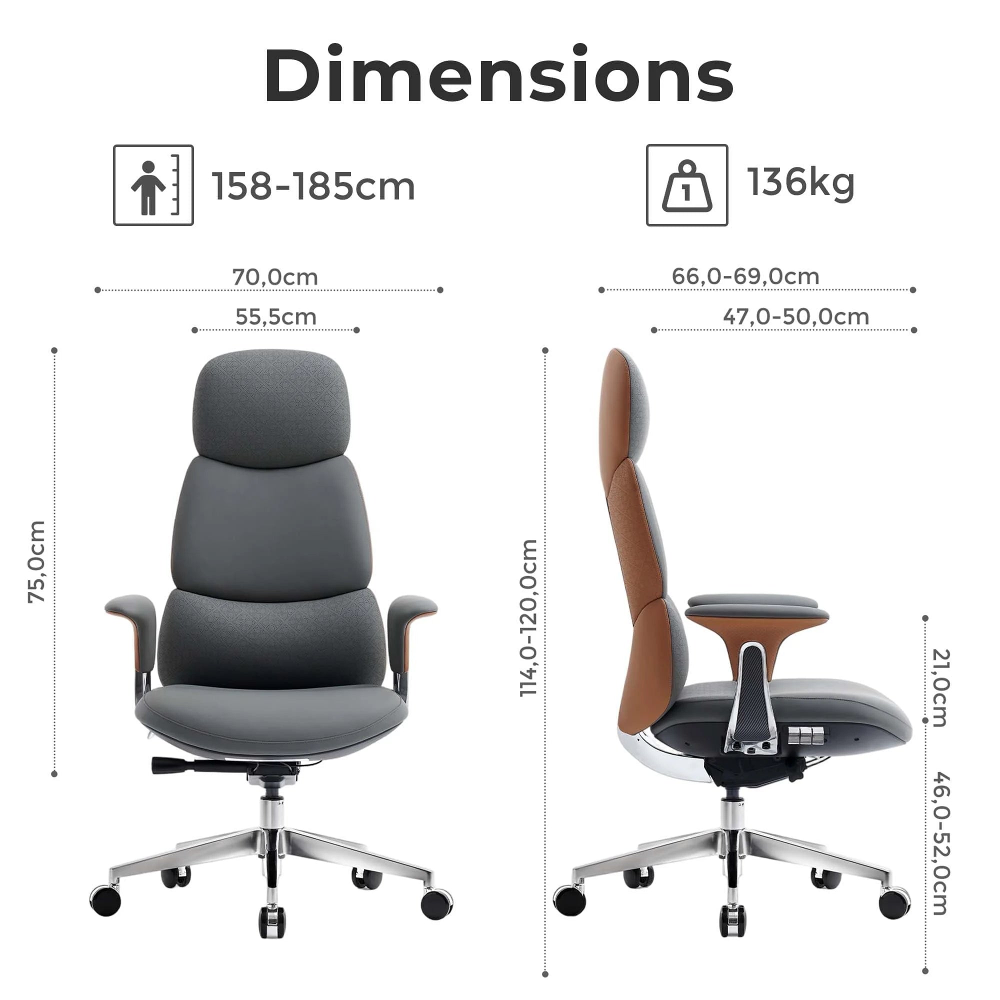 Nyla Chaise en Cuir avec Réglage Facile