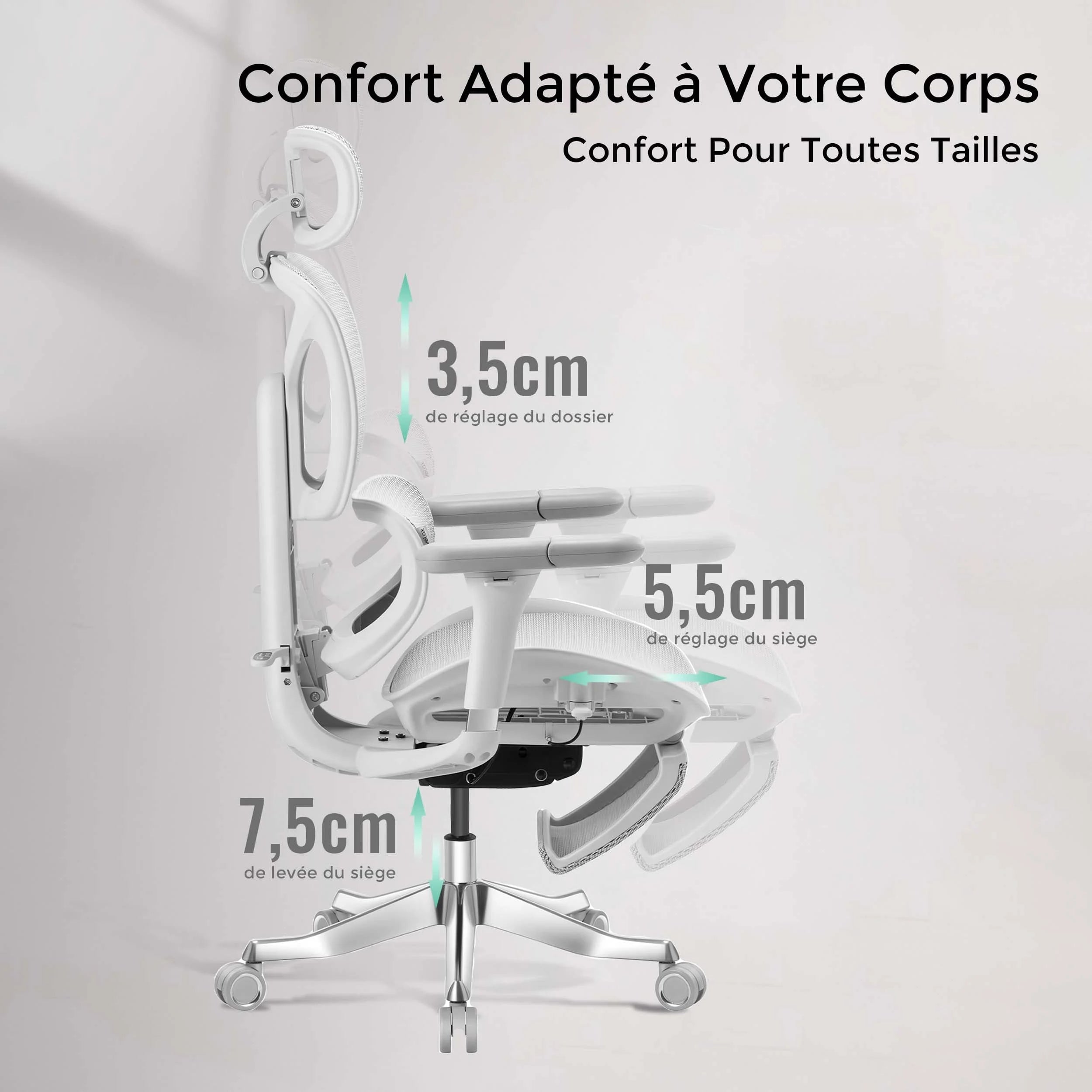 S9 Pro Chaise de bureau ergonomique avec réglage One-Touch