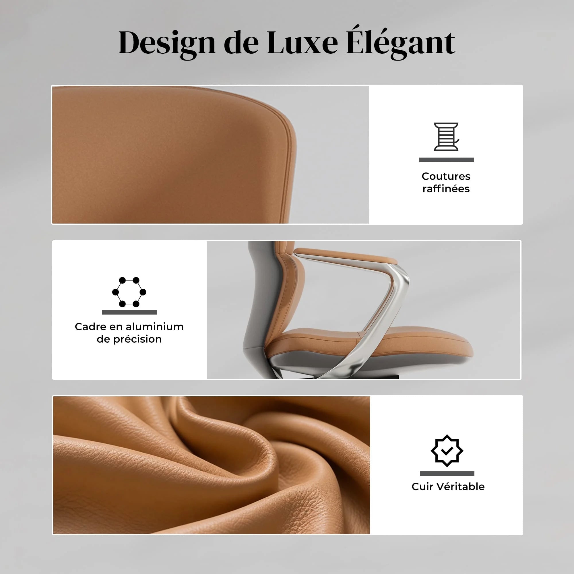 Nolan Chaise en Cuir avec Design Classique