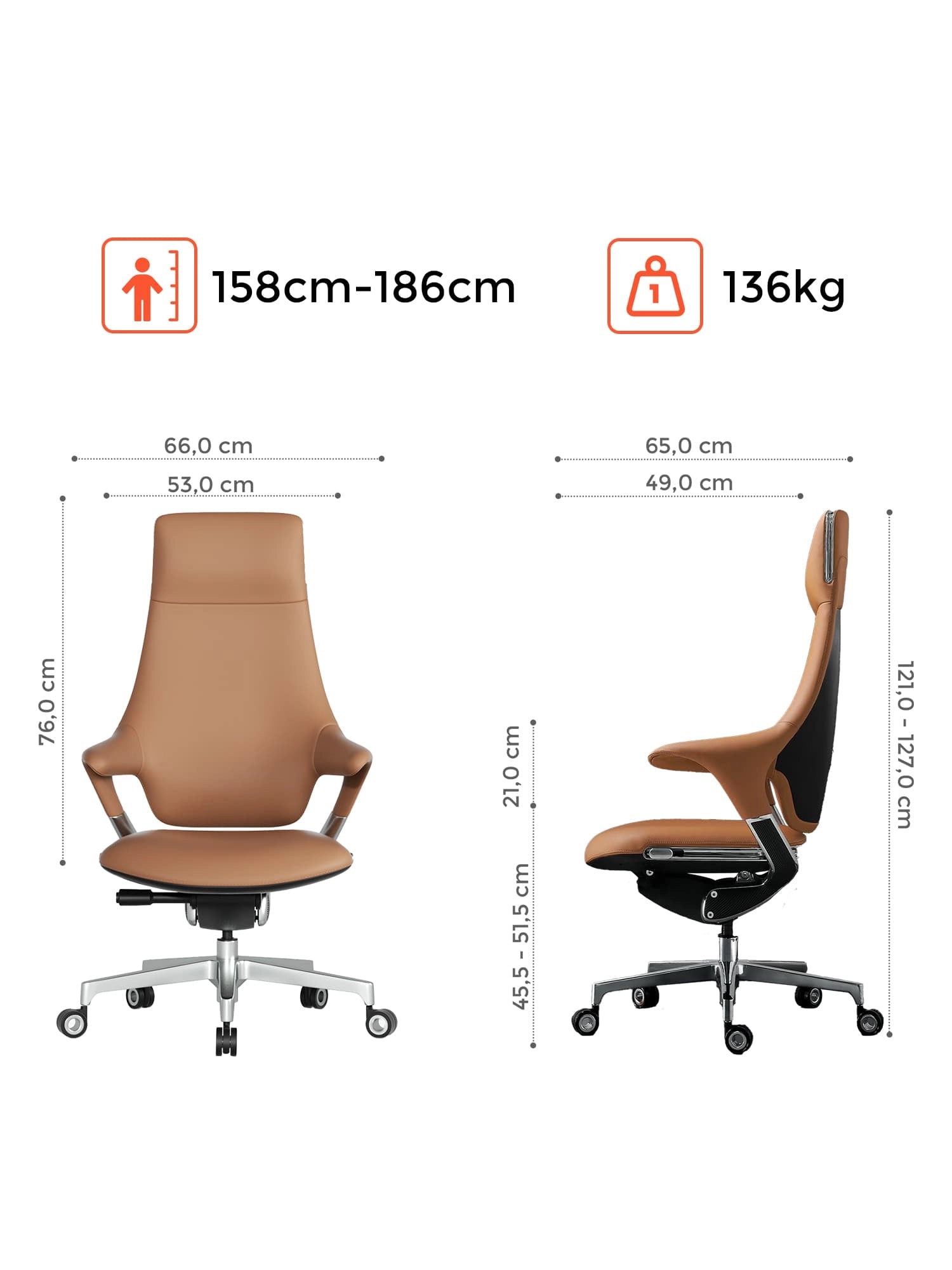 Nigel Chaise en Cuir Premium avec Assise Confortable