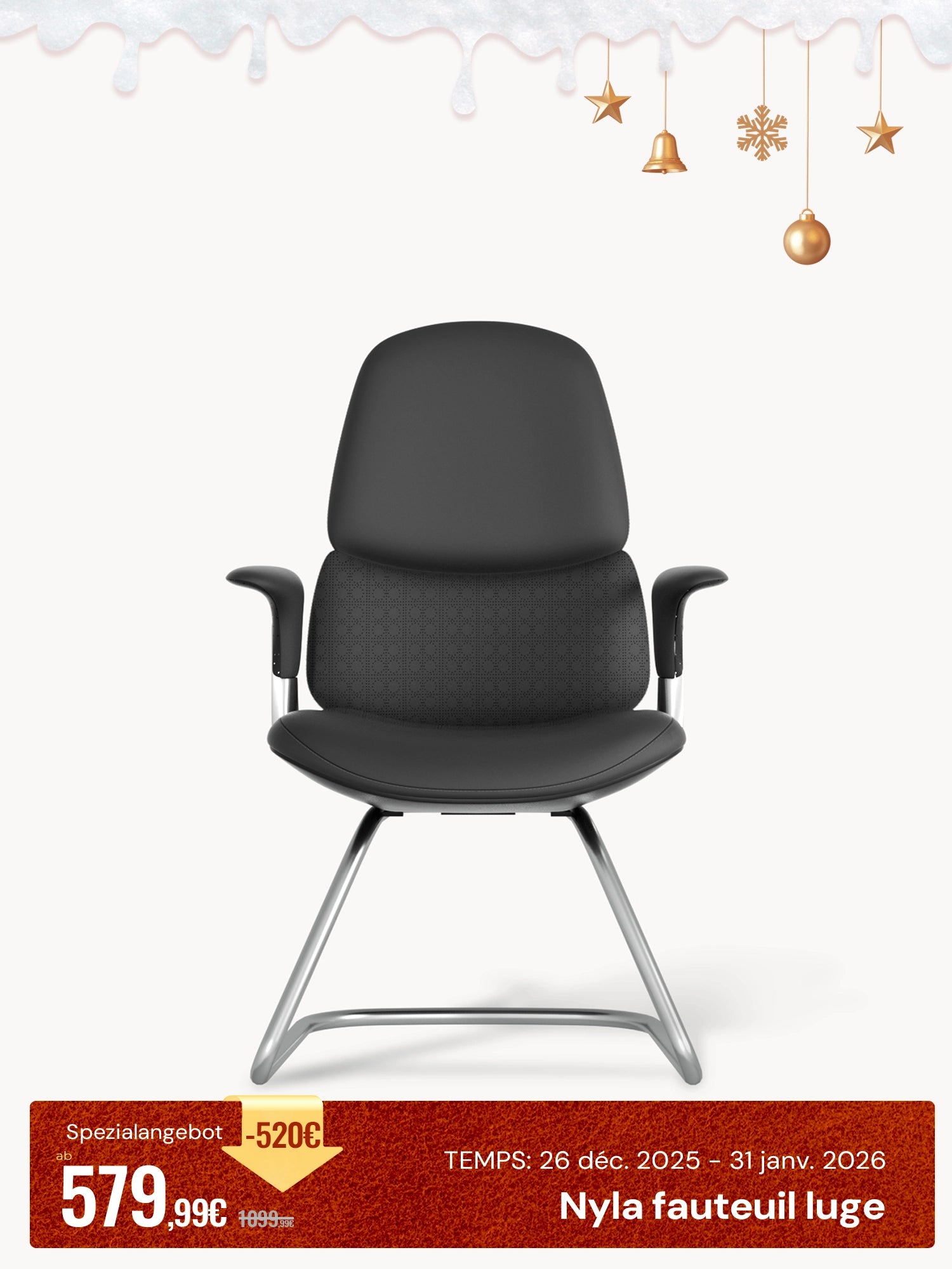 Nyla Chaise Freischwinger en Cuir avec Réglage Facile