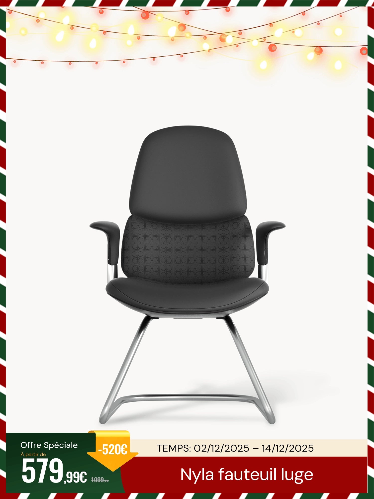 Nyla Chaise de bureau en cuir à dossier moyen