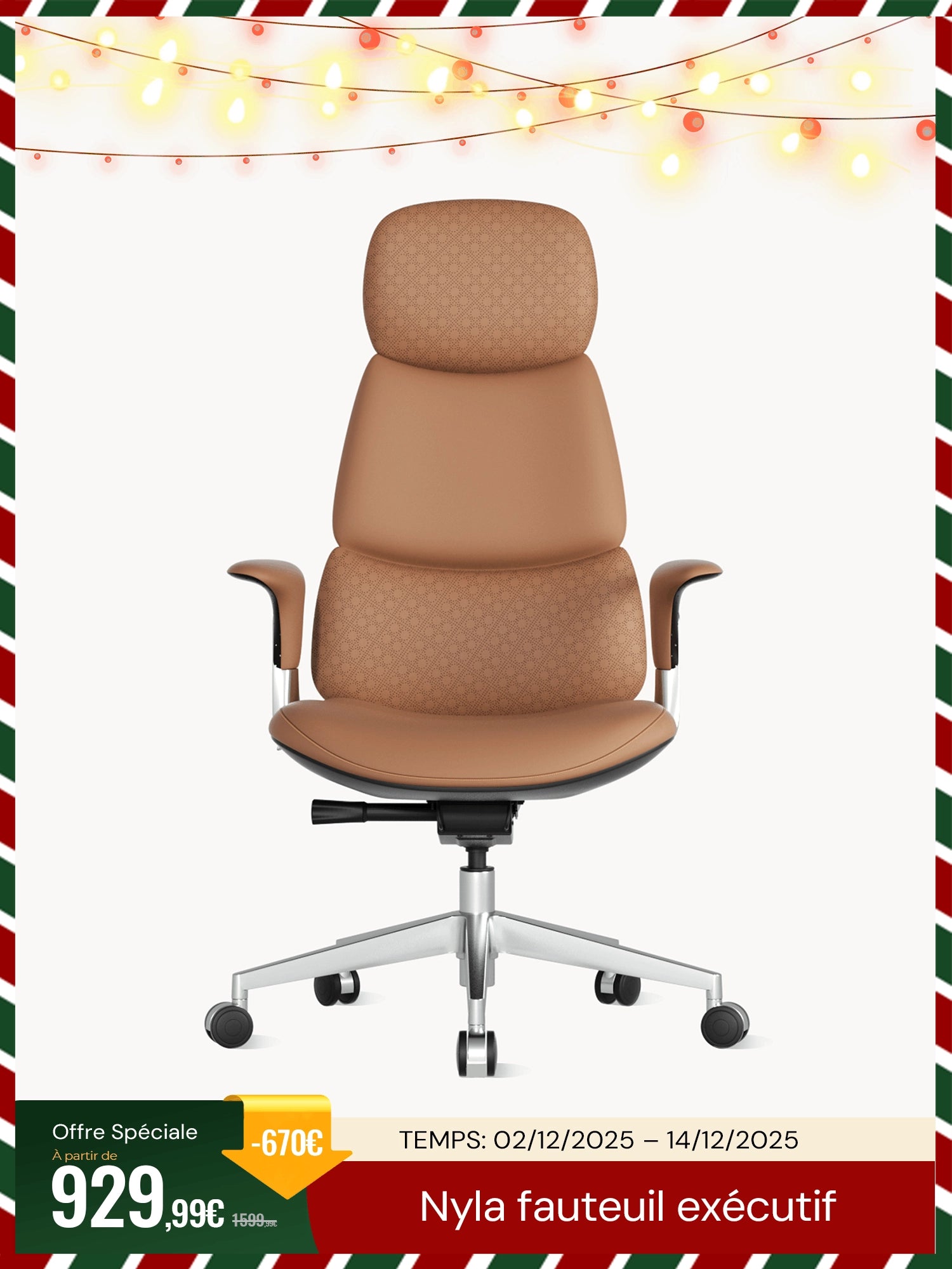 Nyla Chaise de bureau en cuir Executive